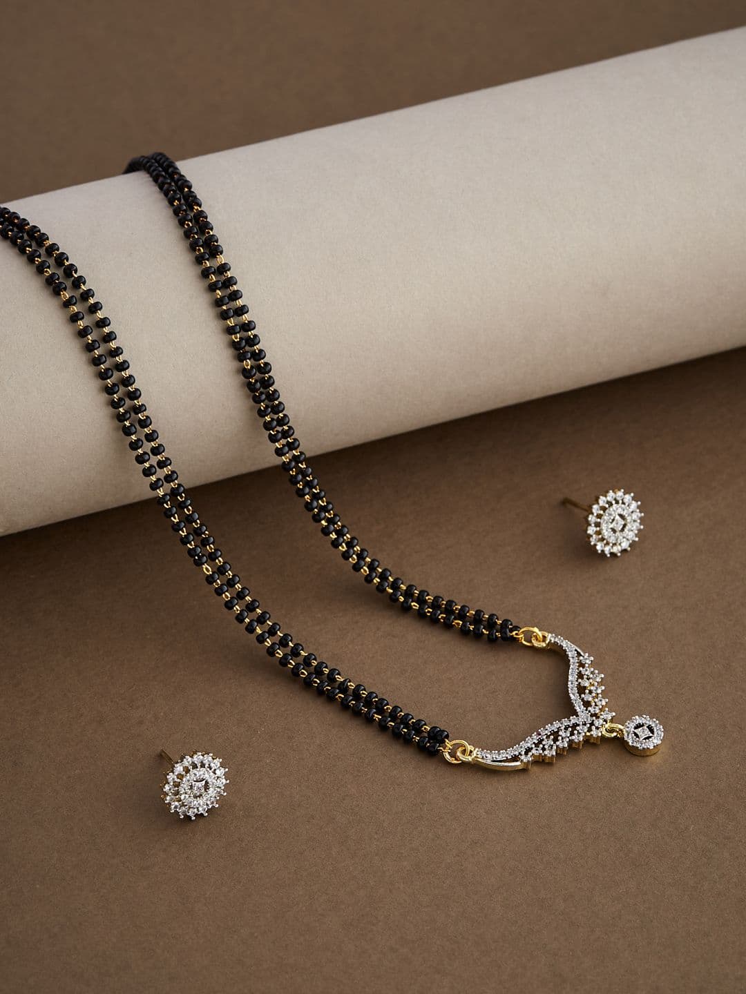 ATIBELLE Gold Plated Artificial Stones and Beads Mangalsutra - Image 1