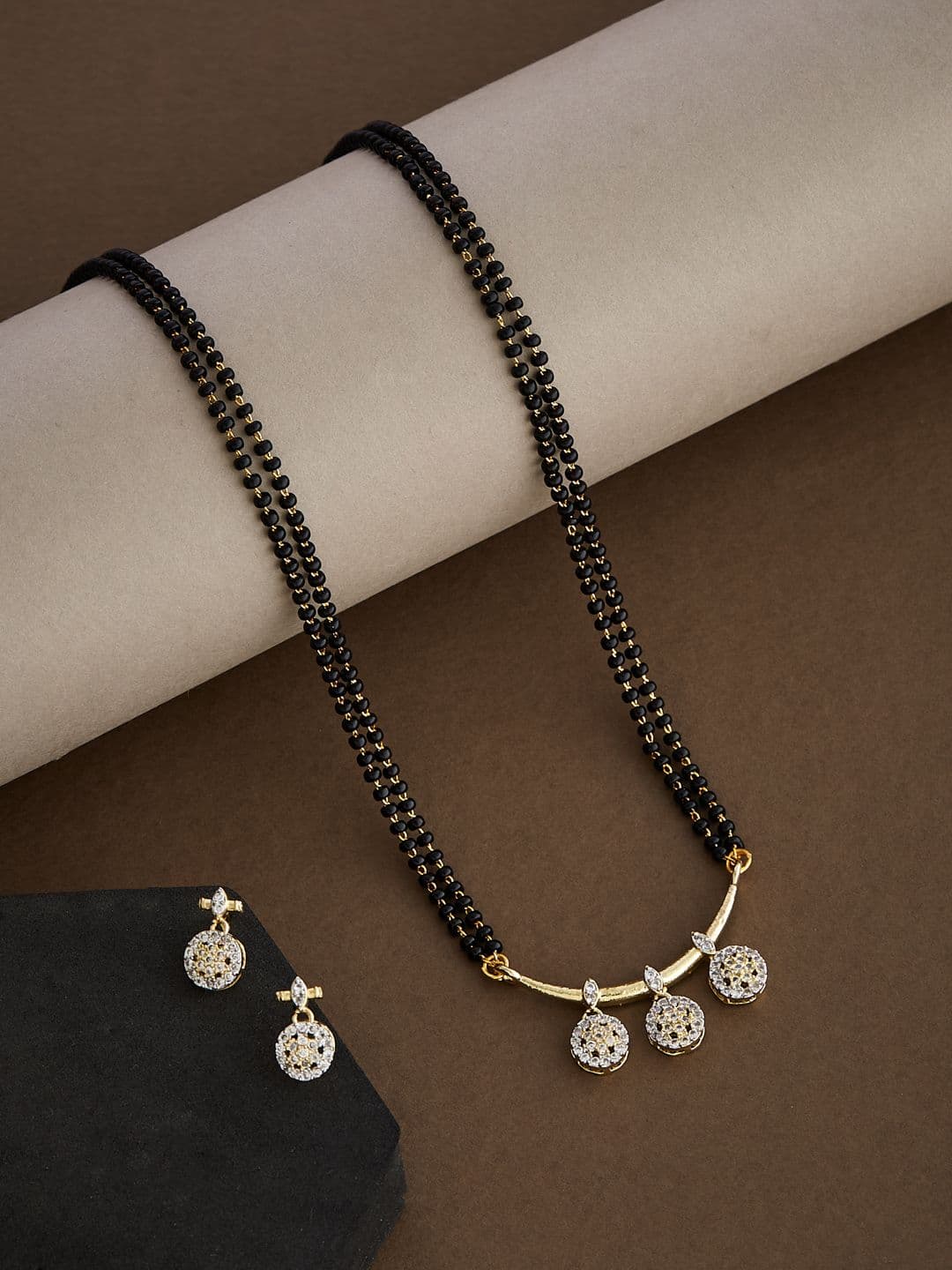 ATIBELLE Gold Plated Artificial Stones and Beads Mangalsutra - Image 1