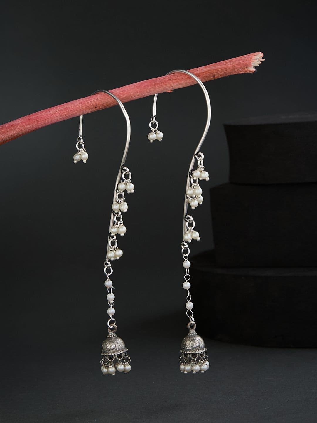 ATIBELLE German Silver-Plated Contemporary Beaded Ear Cuff - Image 1