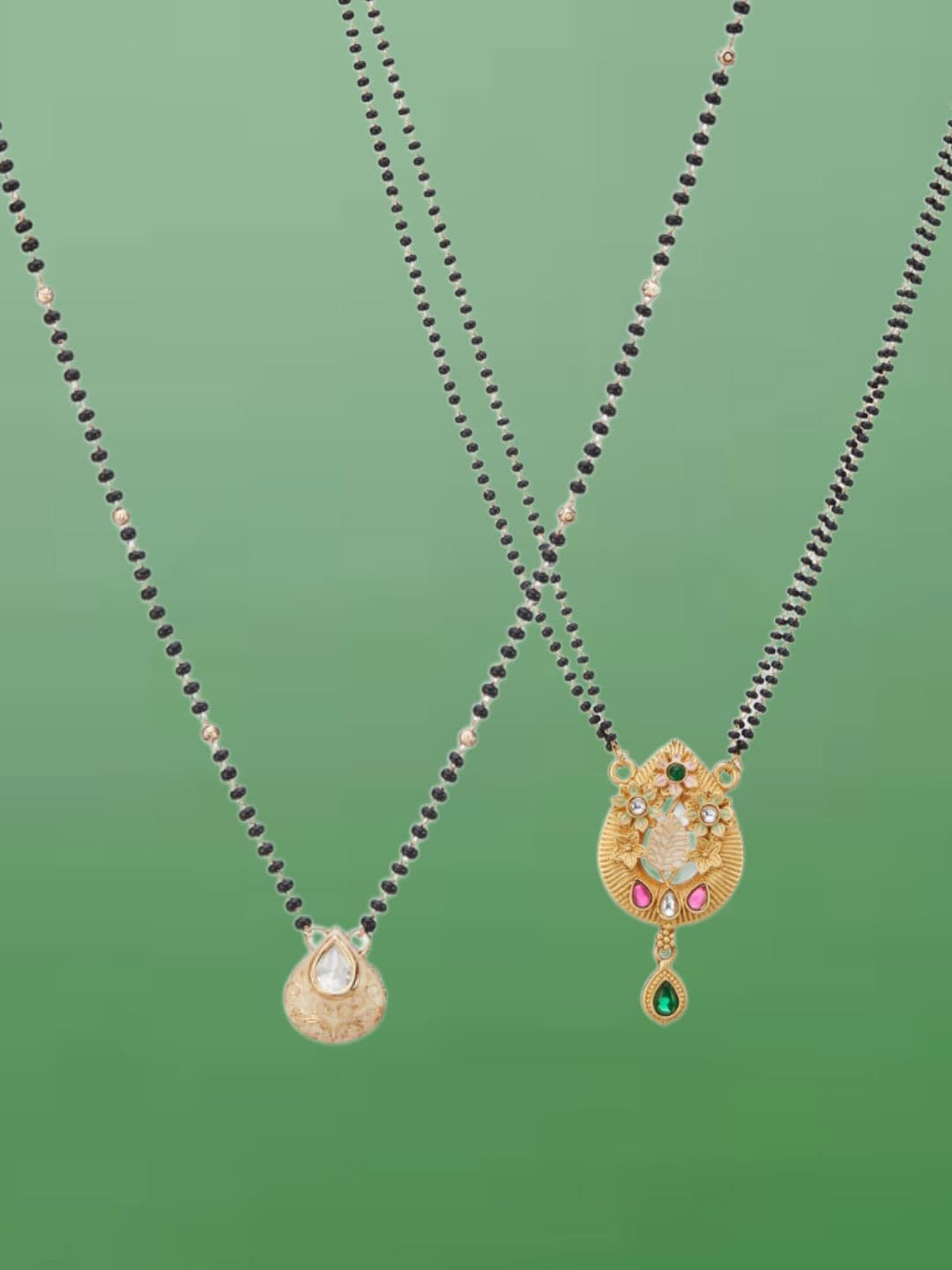 ATIBELLE Set Of 2 Gold-Plated Cubic Zirconia Studded Mangalsutras