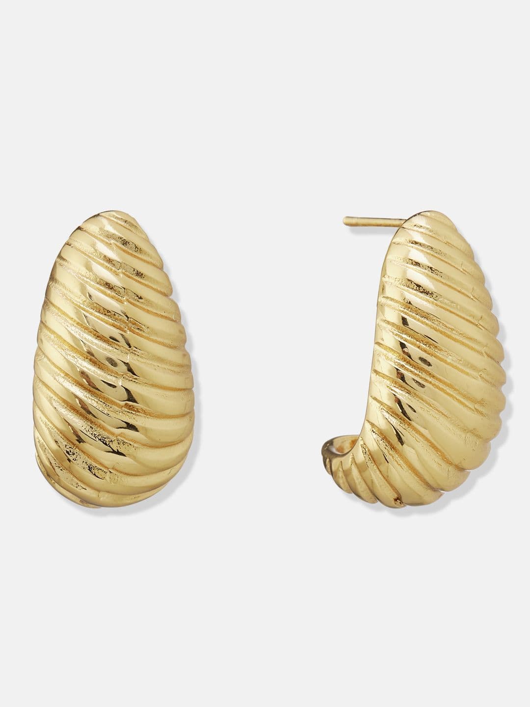 ATIBELLE Set Of 2 Gold-Plated Contemporary Shaped Textured Studs - Image 1