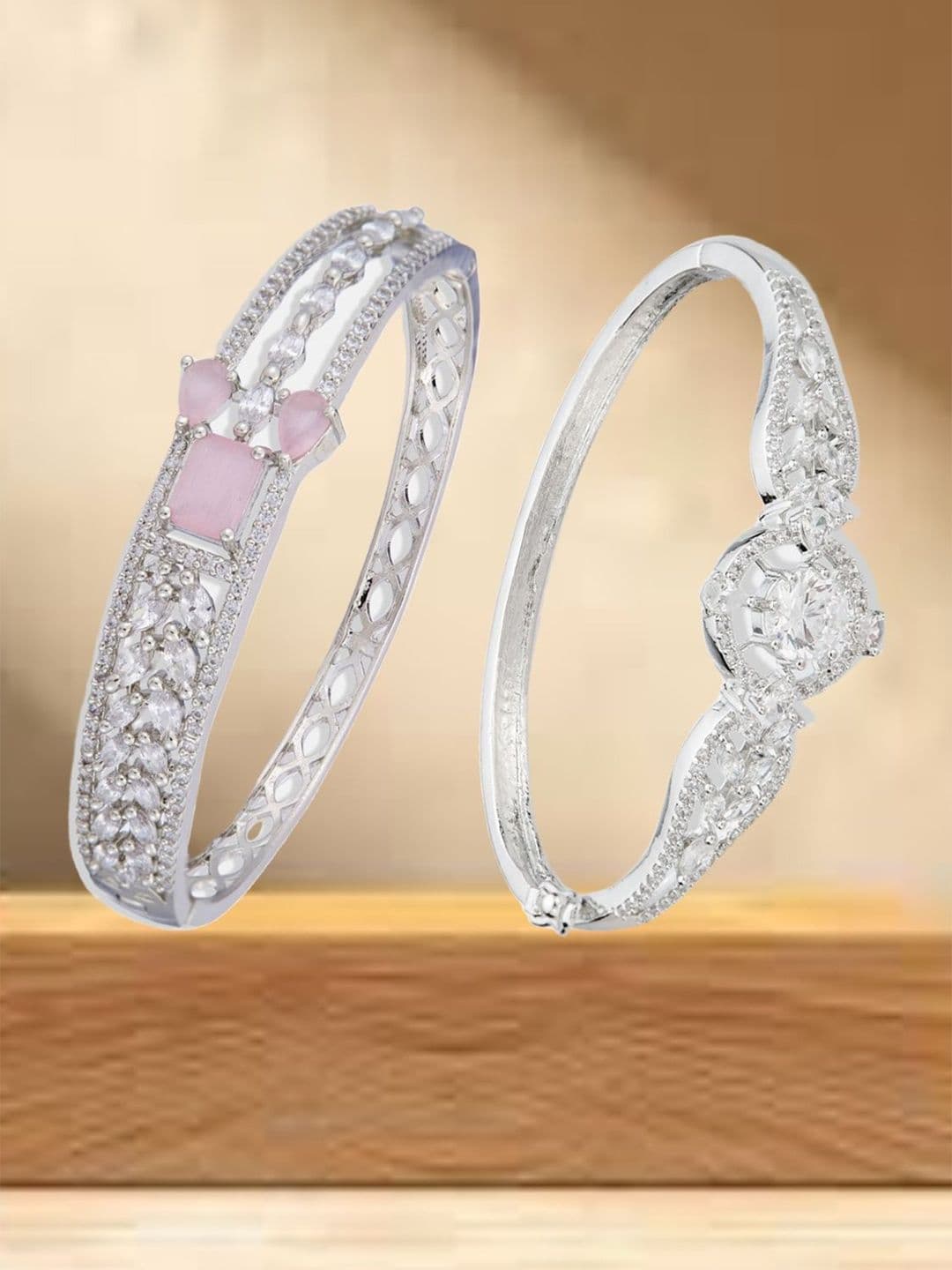 ATIBELLE Set of 2 Silver-Plated Wraparound Bracelet