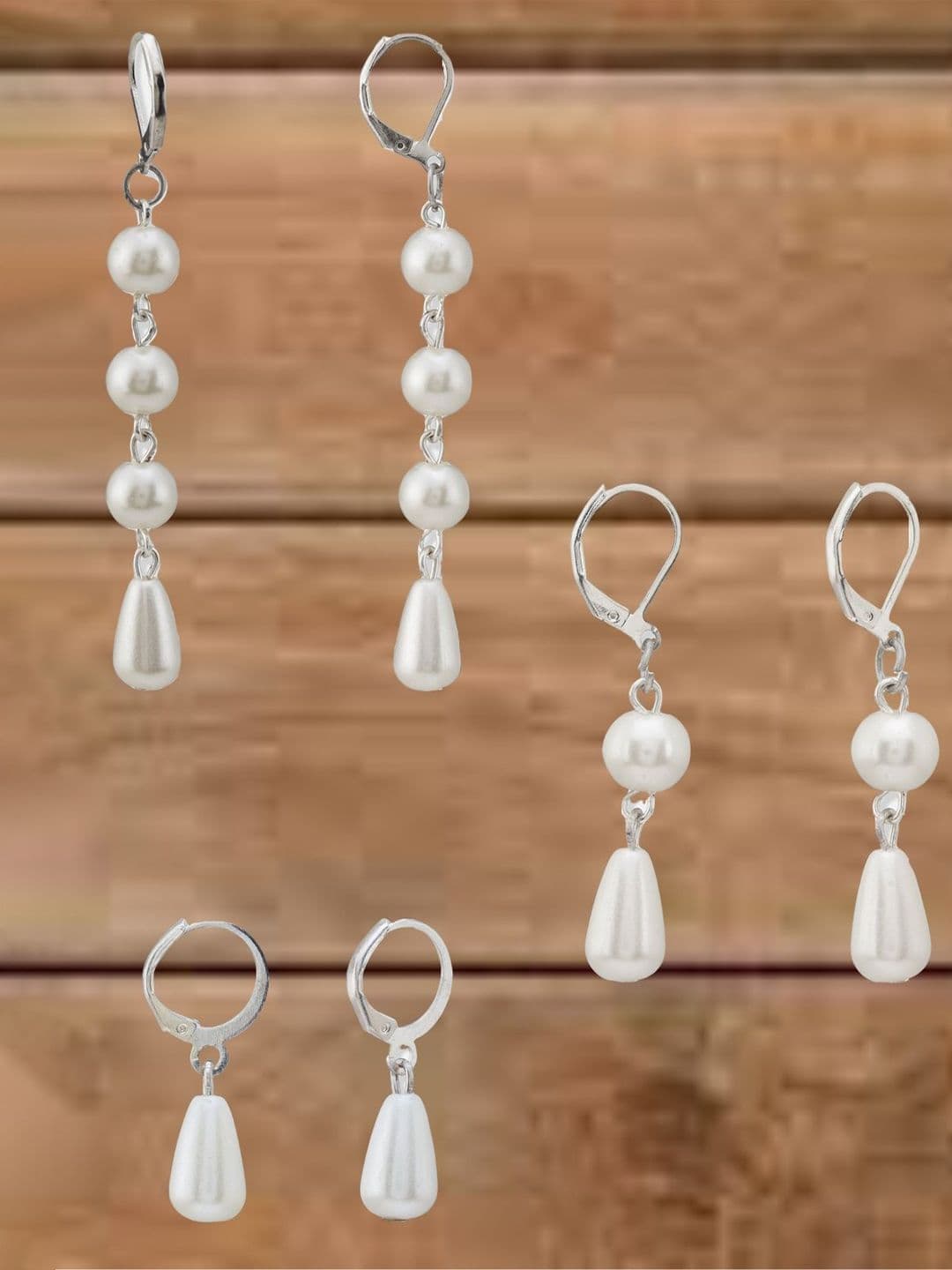 ATIBELLE Set Of 3 German Silver Plated Tear Drop-shaped Drop Earrings - Image 1