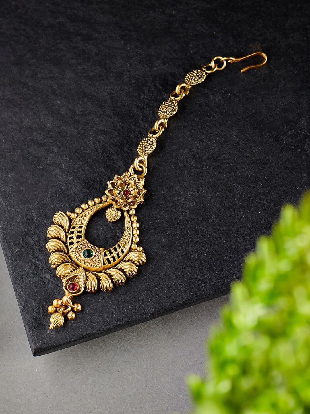 ATIBELLE Gold-Plated Stone-Studded Mangtikka - Image 1