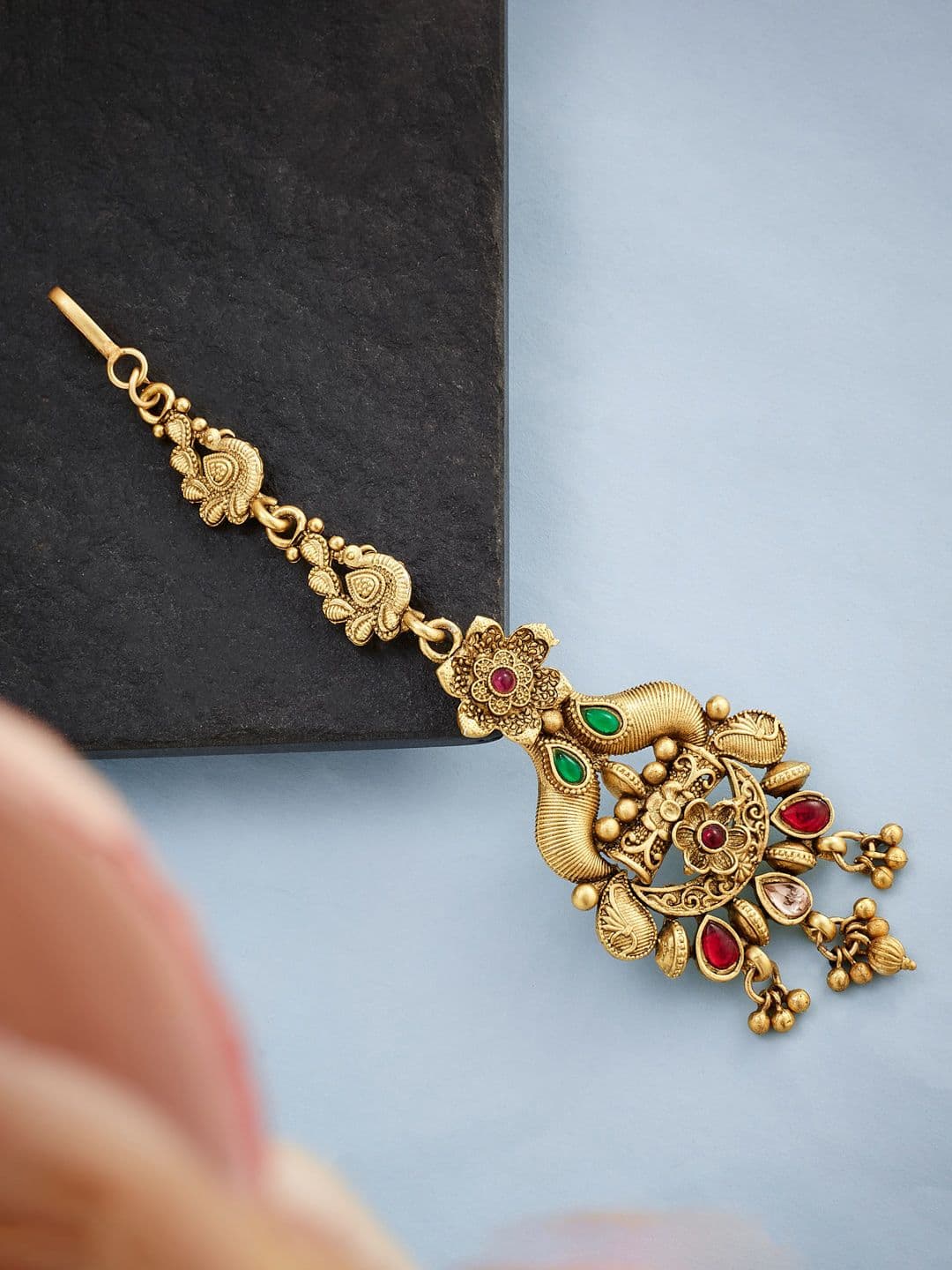 ATIBELLE Gold-Plated Stone-Studded Maangtikka - Image 1