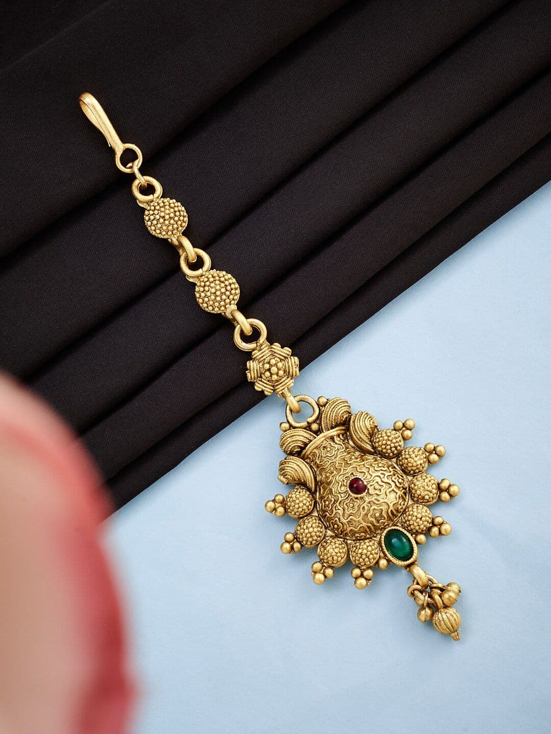 ATIBELLE Gold-Plated Stone-Studded Maang Tikka - Image 1