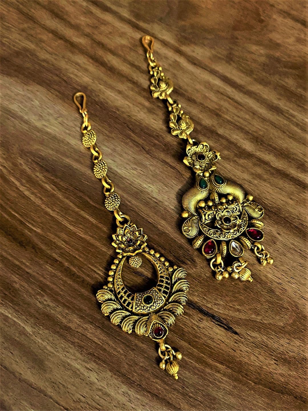 ATIBELLE Set Of 2 Gold-Plated Stone Studded Maang Tikka - Image 1