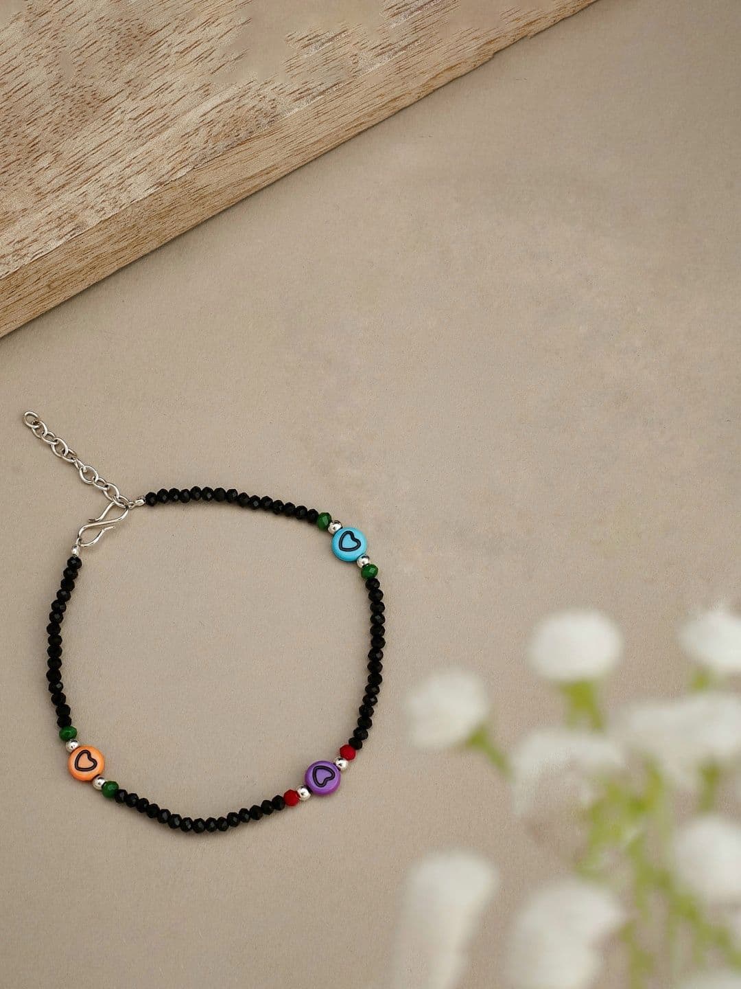 ATIBELLE Silver-Plated Beaded Anklet - Image 1