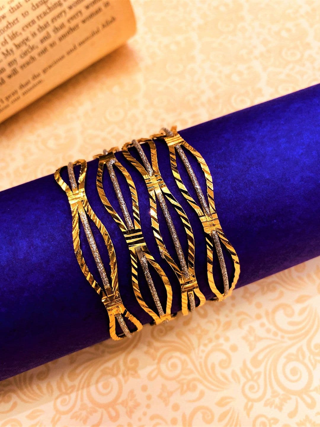 ATIBELLE Set Of 4 Gold-Plated Dual Toned Brass Bangles - Image 1