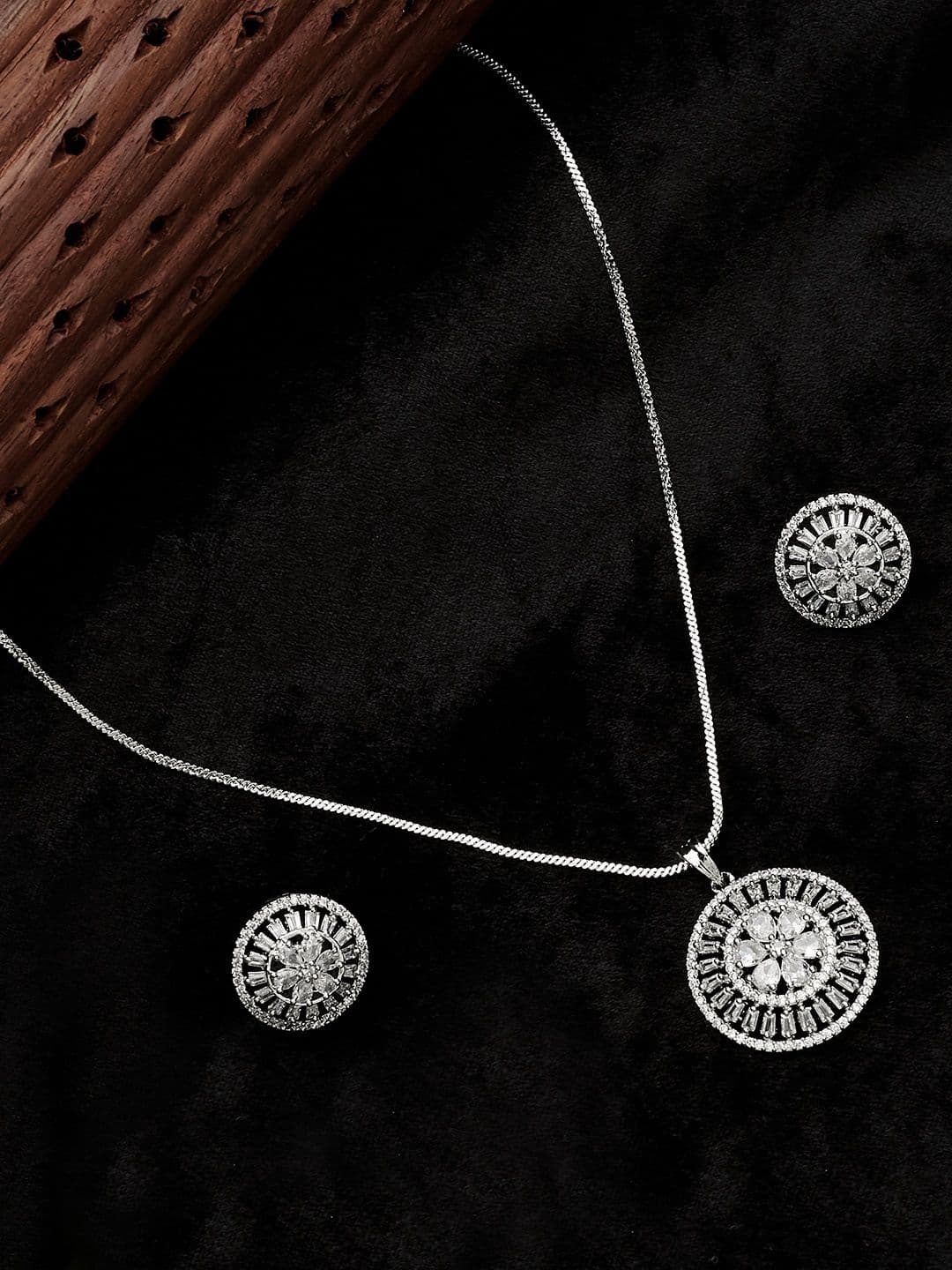 ATIBELLE Silver-Plated AD-Studded Jewellery Set - Image 1