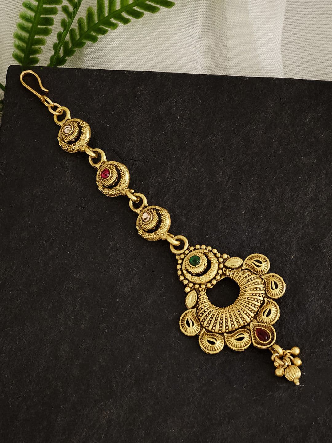 ATIBELLE Gold-Plated Stone-Studded Maangtikka - Image 1