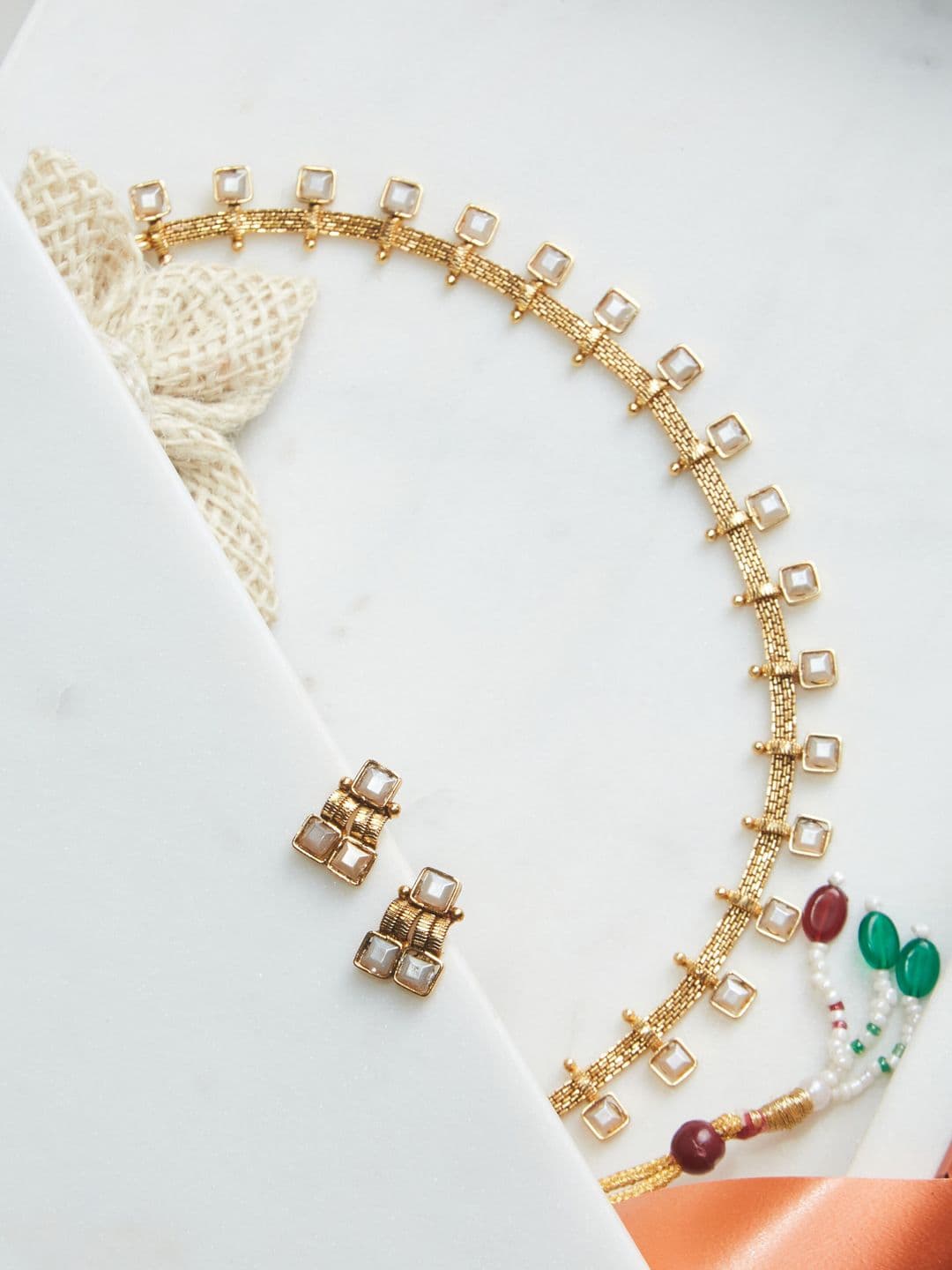 ATIBELLE Gold-Plated Stone-Studded Jewellery Set - Image 1