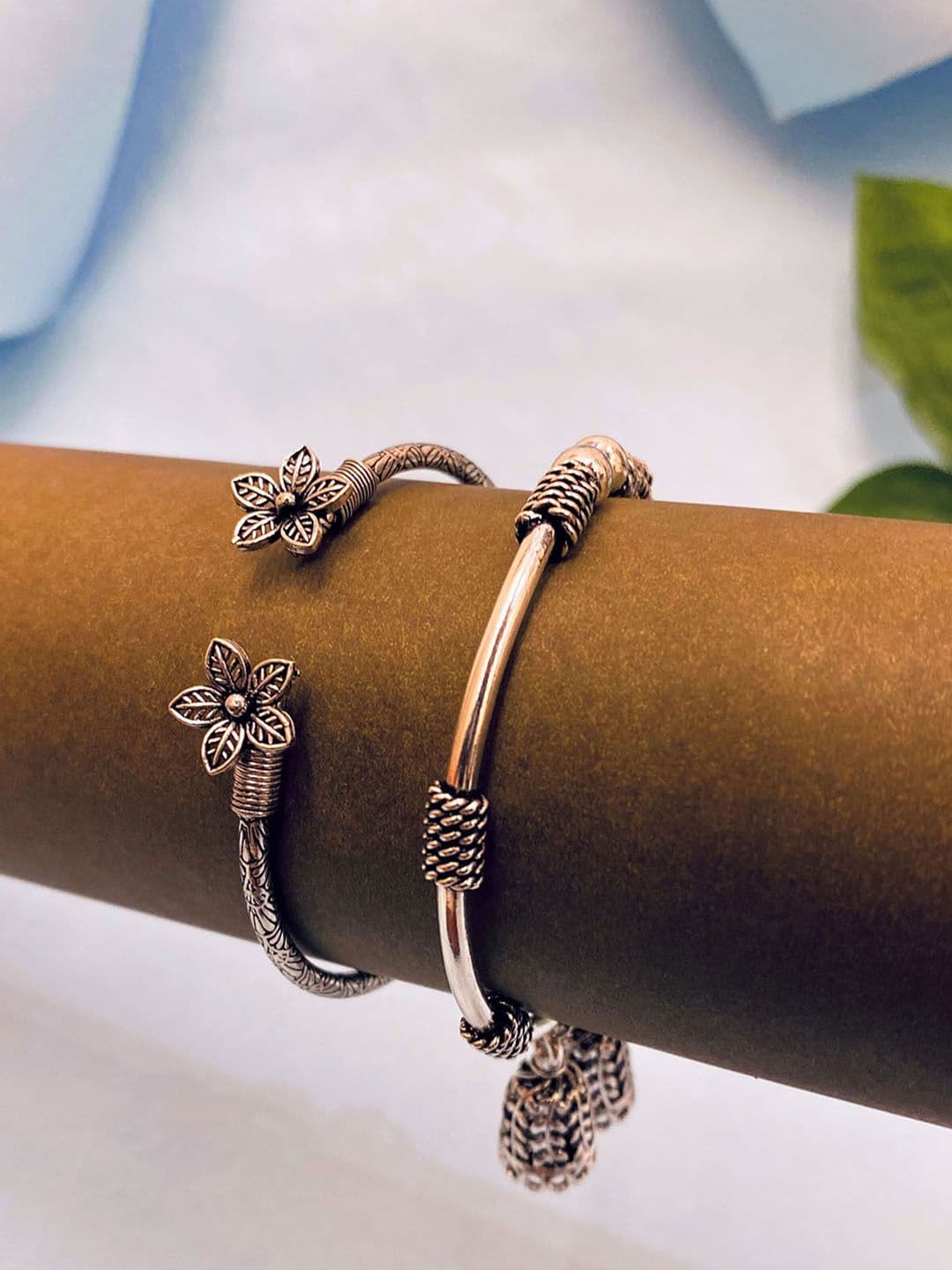 ATIBELLE Set Of 2 Silver-Plated Bangles - Image 1