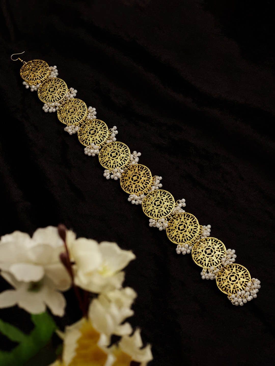 ATIBELLE Gold-Plated Beaded Hair Bun Pin - Image 1