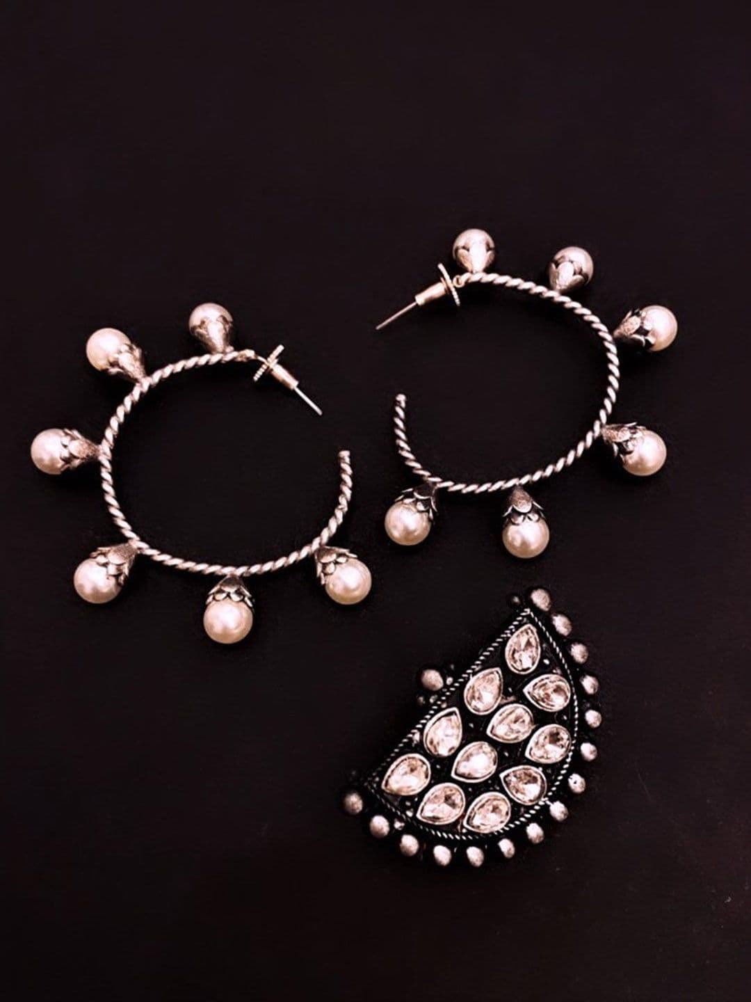 ATIBELLE Silver-Plated Stone-Studded Jewellery Set - Image 1