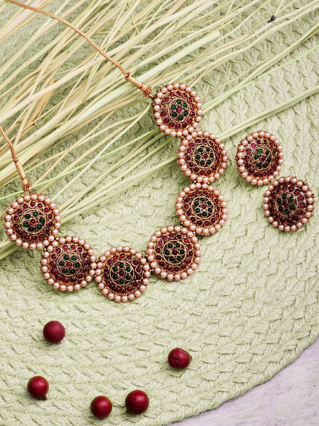 ATIBELLE Gold-Plated Beaded Jewellery Set - Image 1