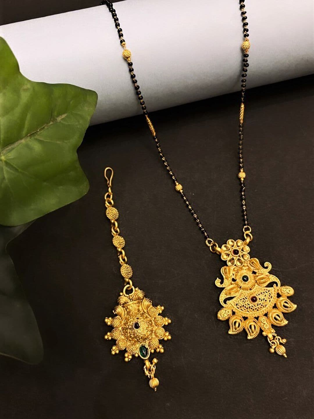 ATIBELLE Set Of 2 Gold-Plated Mangalsutra & Maang Tika - Image 1