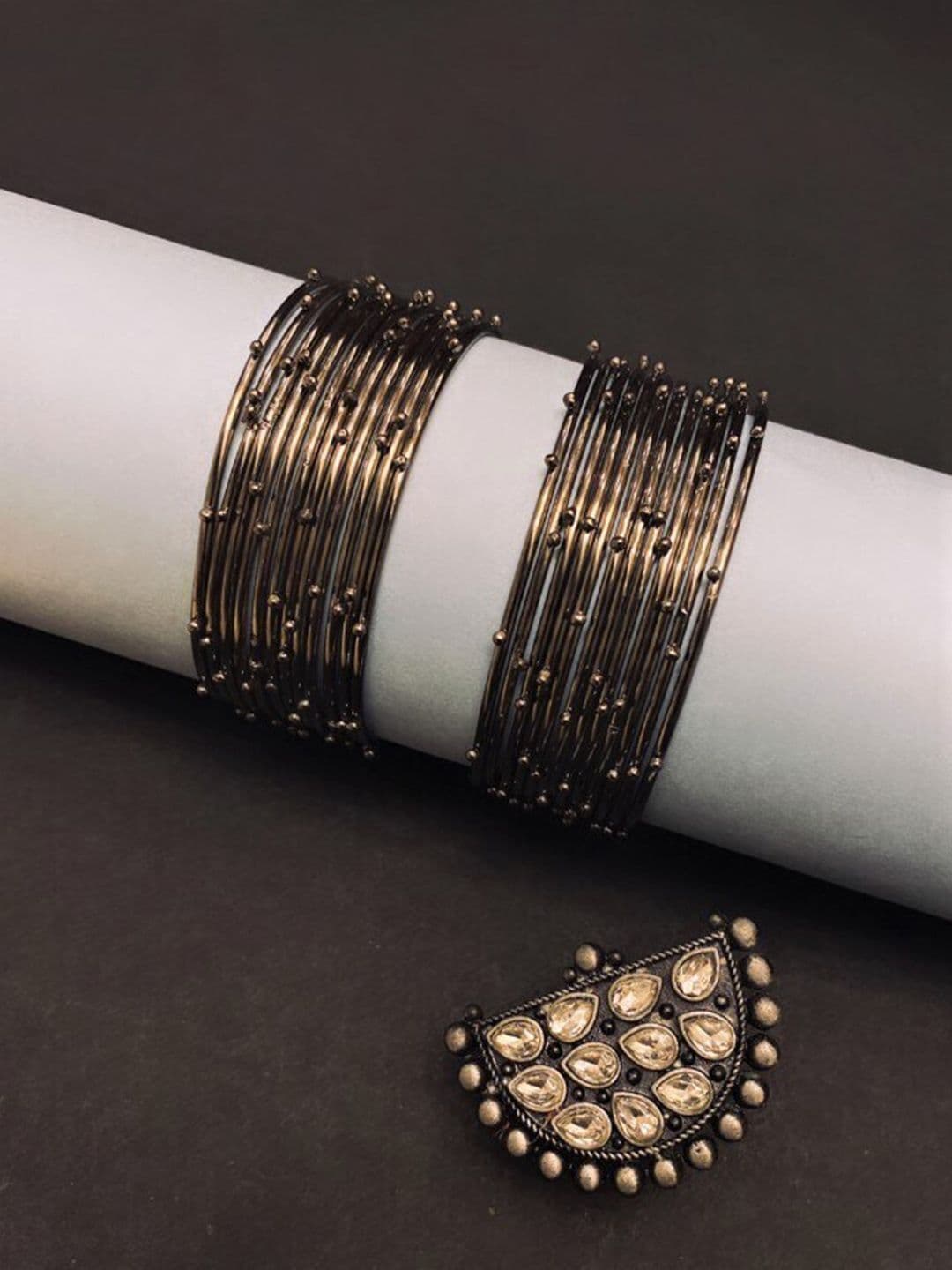 ATIBELLE Set Of 23 Silver Plated & Kundan Studded Jewellery Set - Image 1