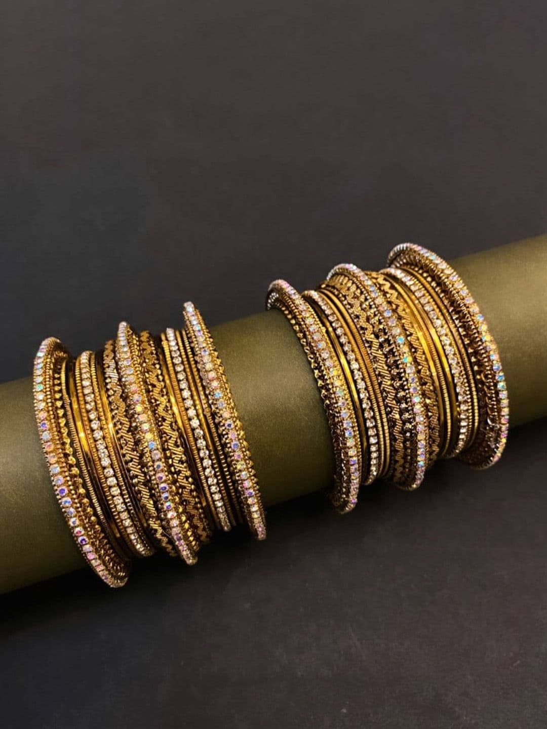 ATIBELLE Set Of 26 Copper-Plated & AD-Studded Bangles - Image 1