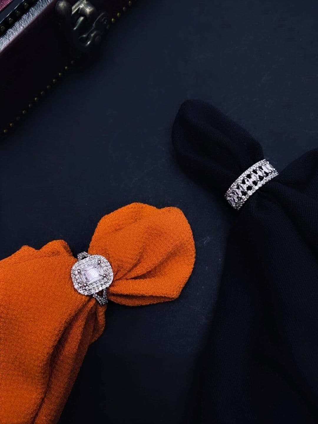 ATIBELLE Set Of 2 Rhodium-Plated CZ-Studded Finger Ring - Image 1