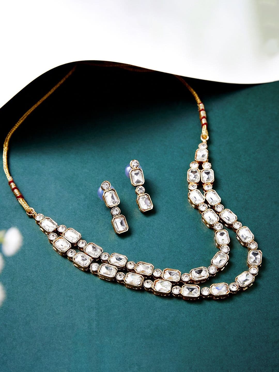 ATIBELLE Gold Plated Kundan Studded Jewellery Set - Image 1