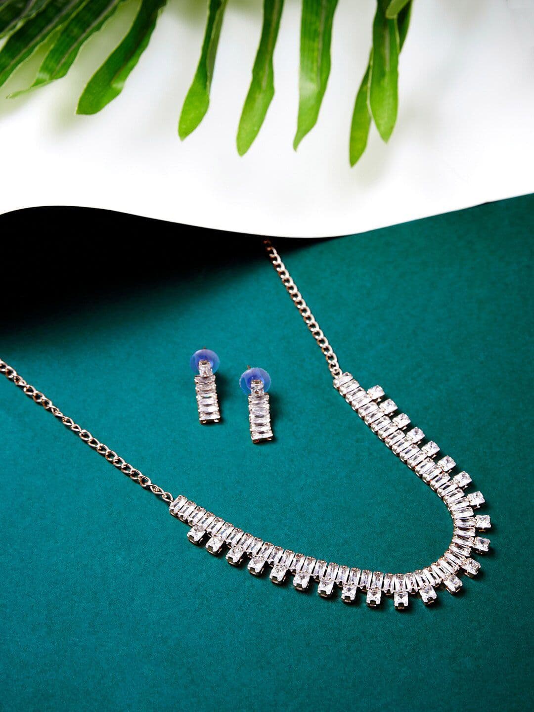 ATIBELLE Rose Gold-Plated Cubic Zirconia-Studded Necklace & Earrings - Image 1