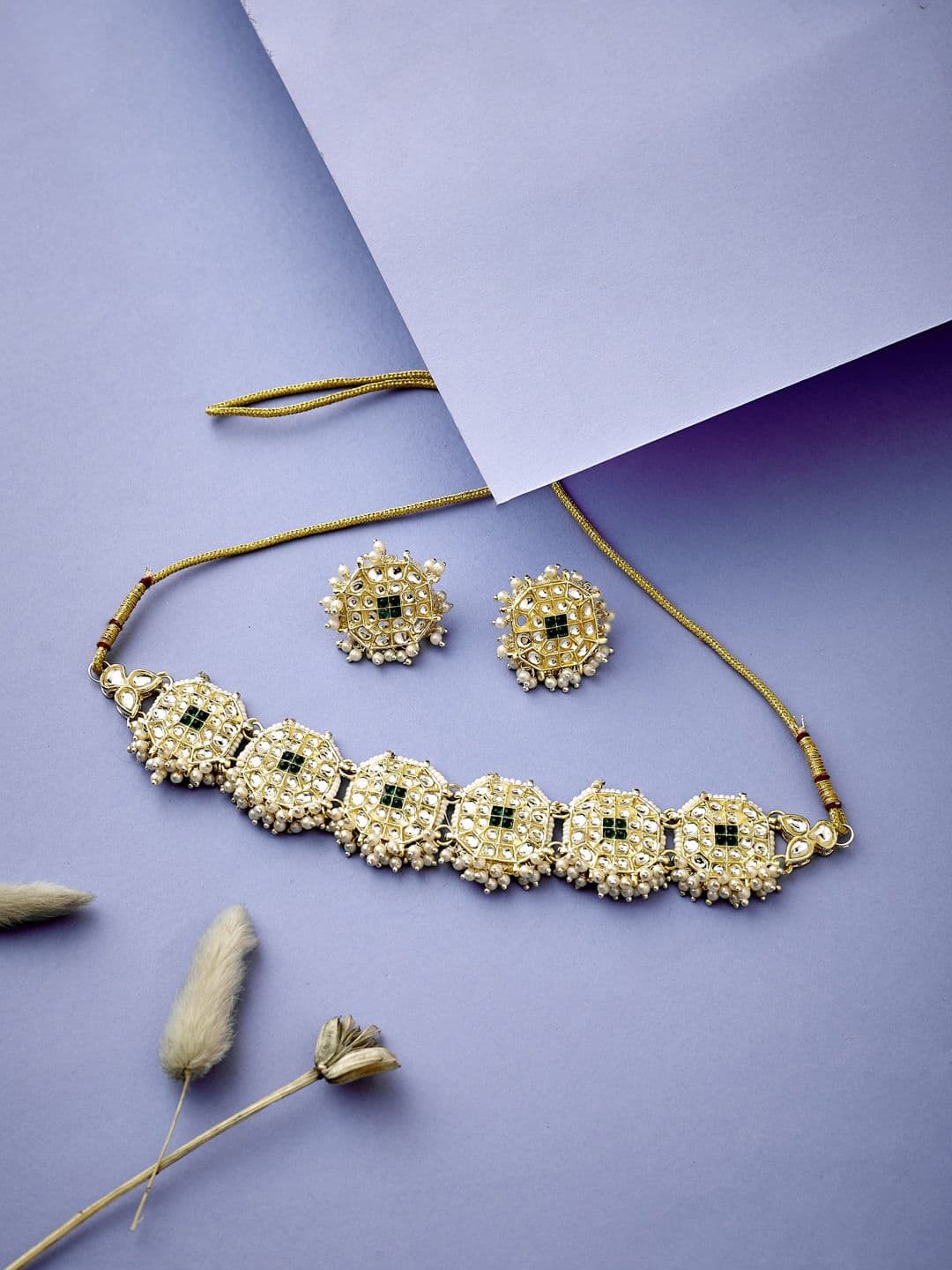ATIBELLE Gold-Plated Kundan-Studded Jewellery Set - Image 1