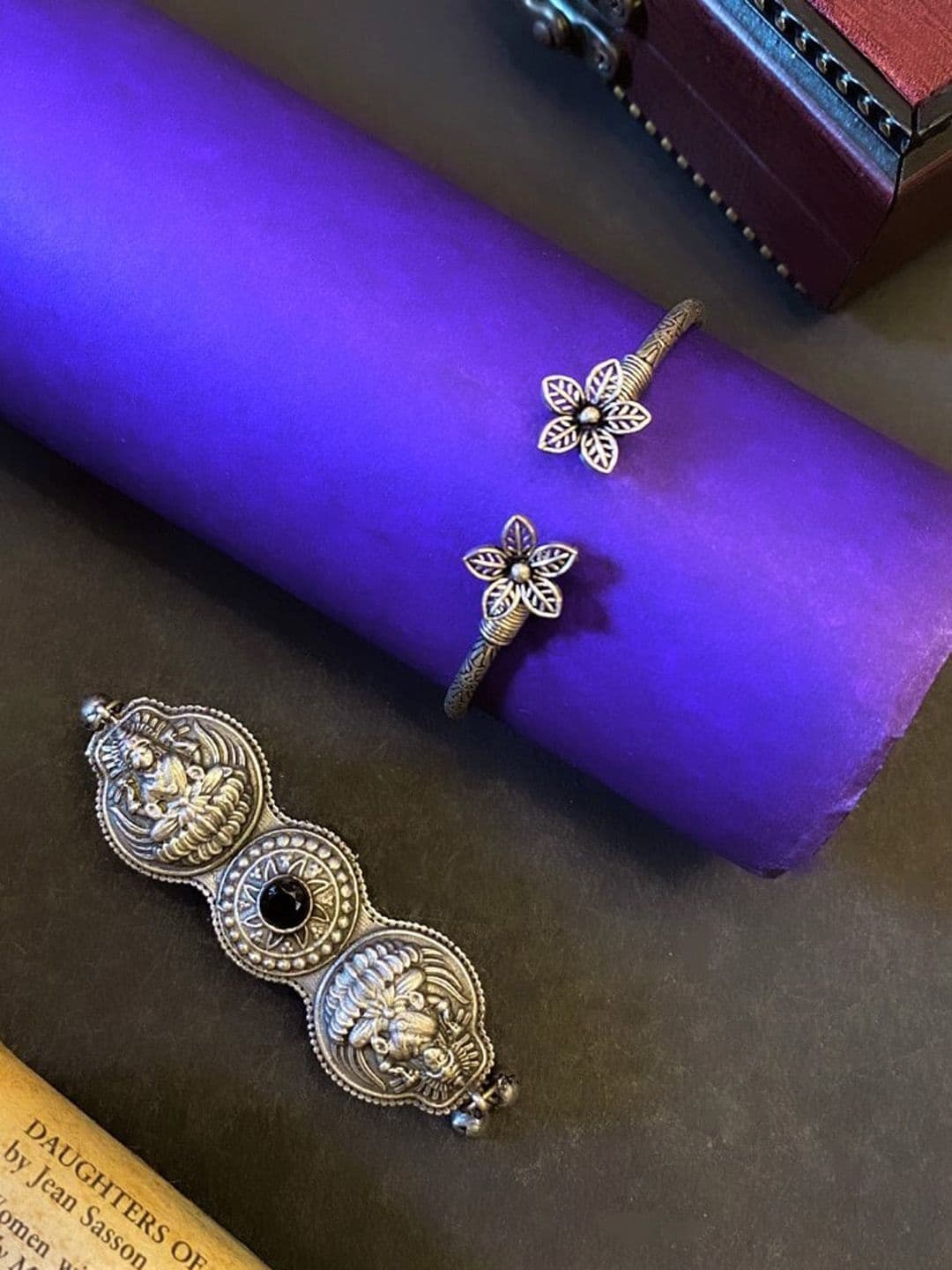 ATIBELLE Silver-Plated Stone Studded Bracelet & Ring - Image 1