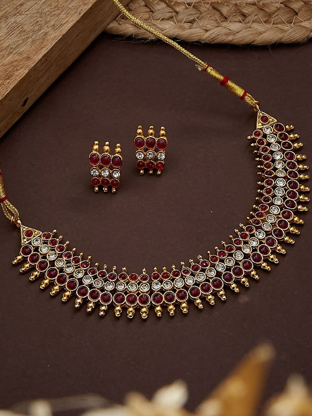 ATIBELLE Gold-plated Crystal-studded Jewellery Set - Image 1