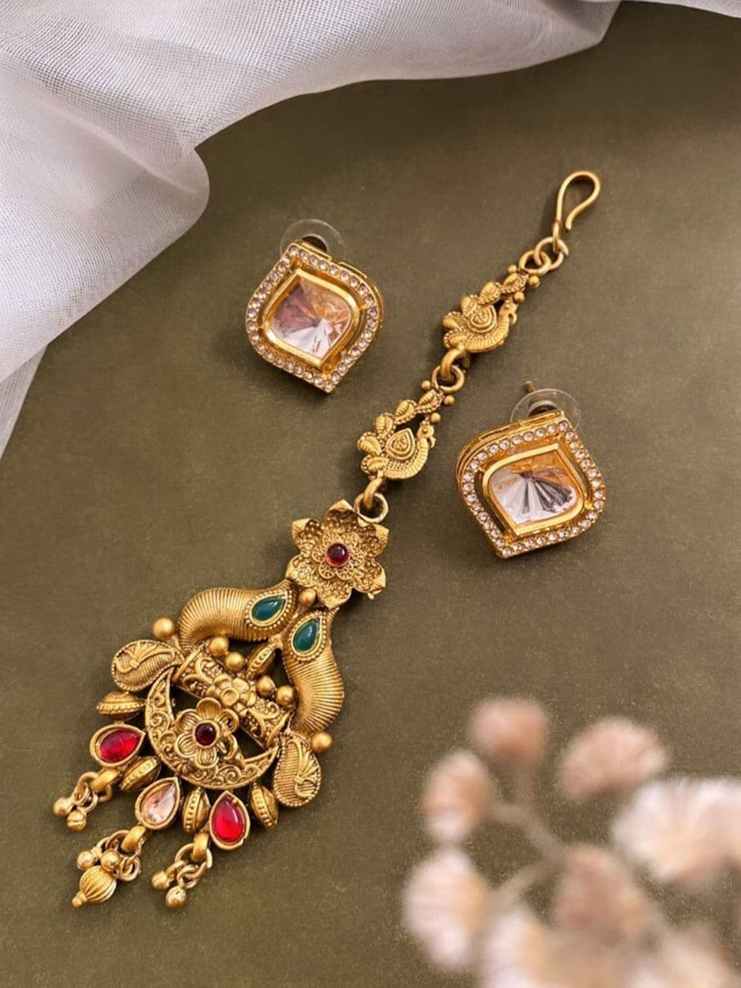 ATIBELLE Gold-Plated & Kundan Studded Jewellery Set - Image 1