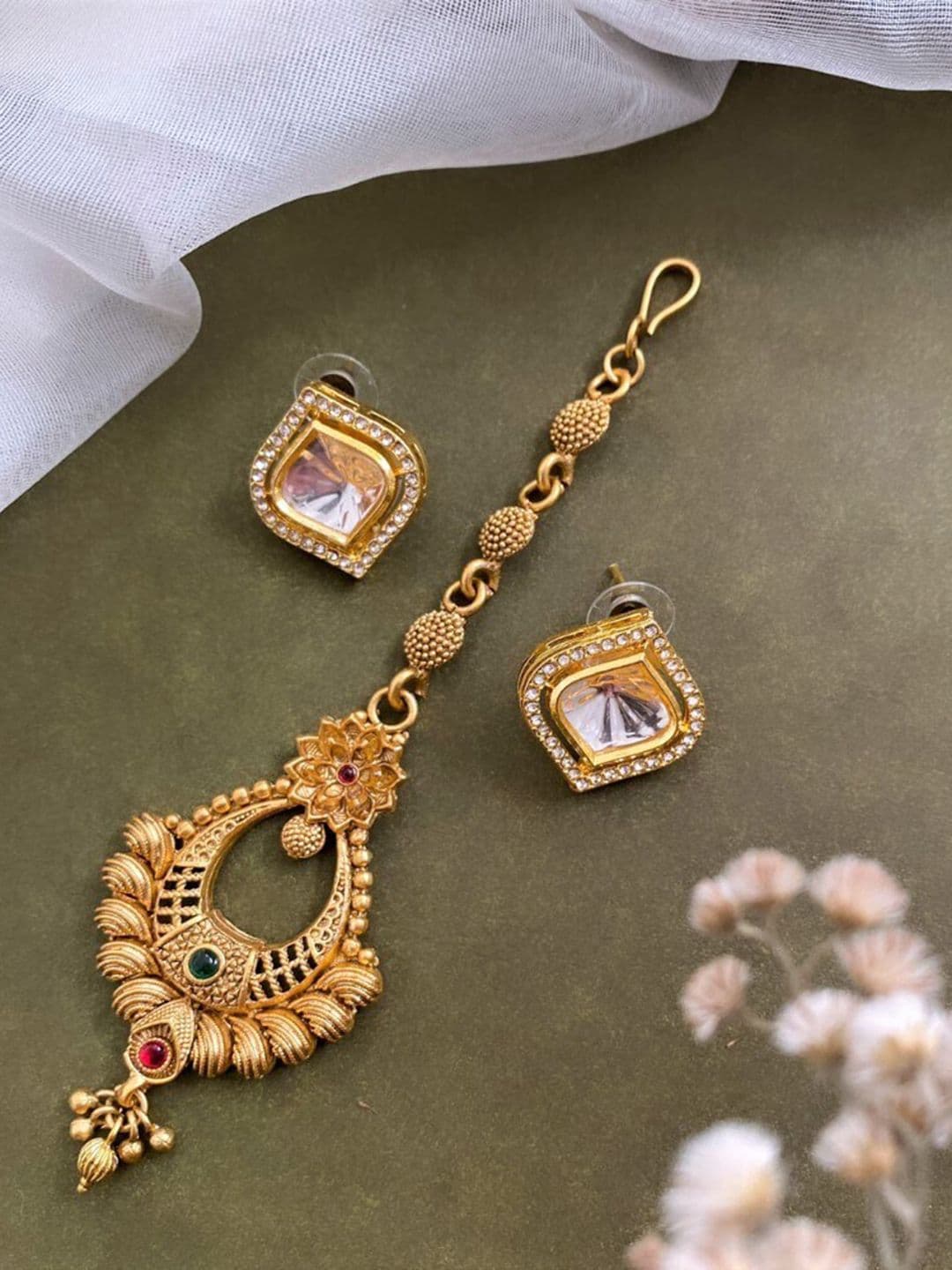 ATIBELLE Gold Plated & Kundan Studded Jewellery Set - Image 1
