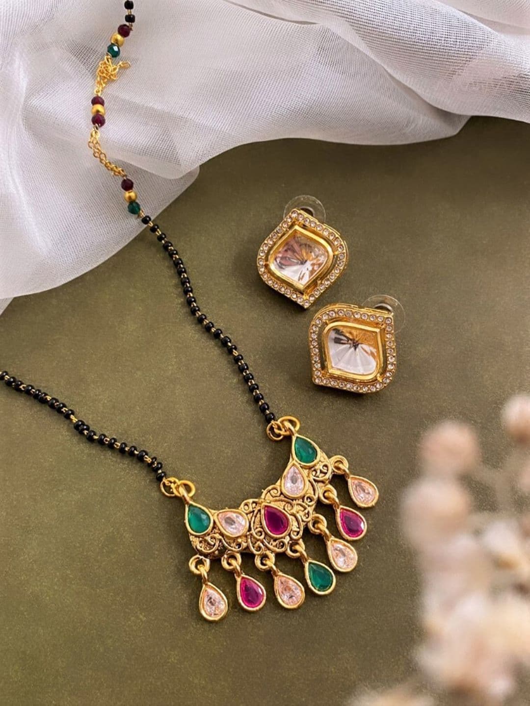 ATIBELLE Gold Plated & Kundan Studded Mangalsutra - Image 1