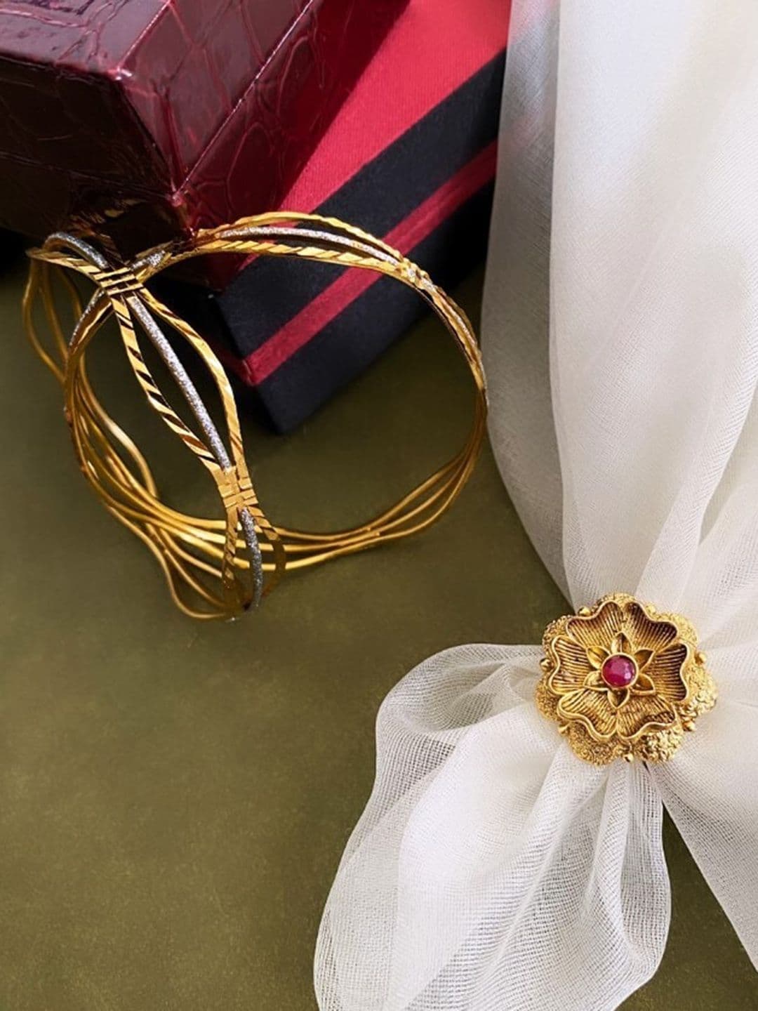 ATIBELLE Gold-Plated Stone-Studded Jewellery Set