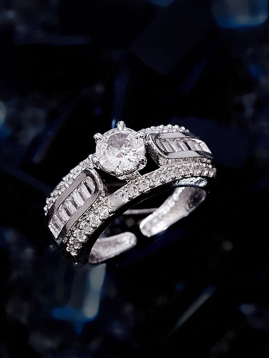 ATIBELLE Rhodium Plated Finger Ring - Image 1