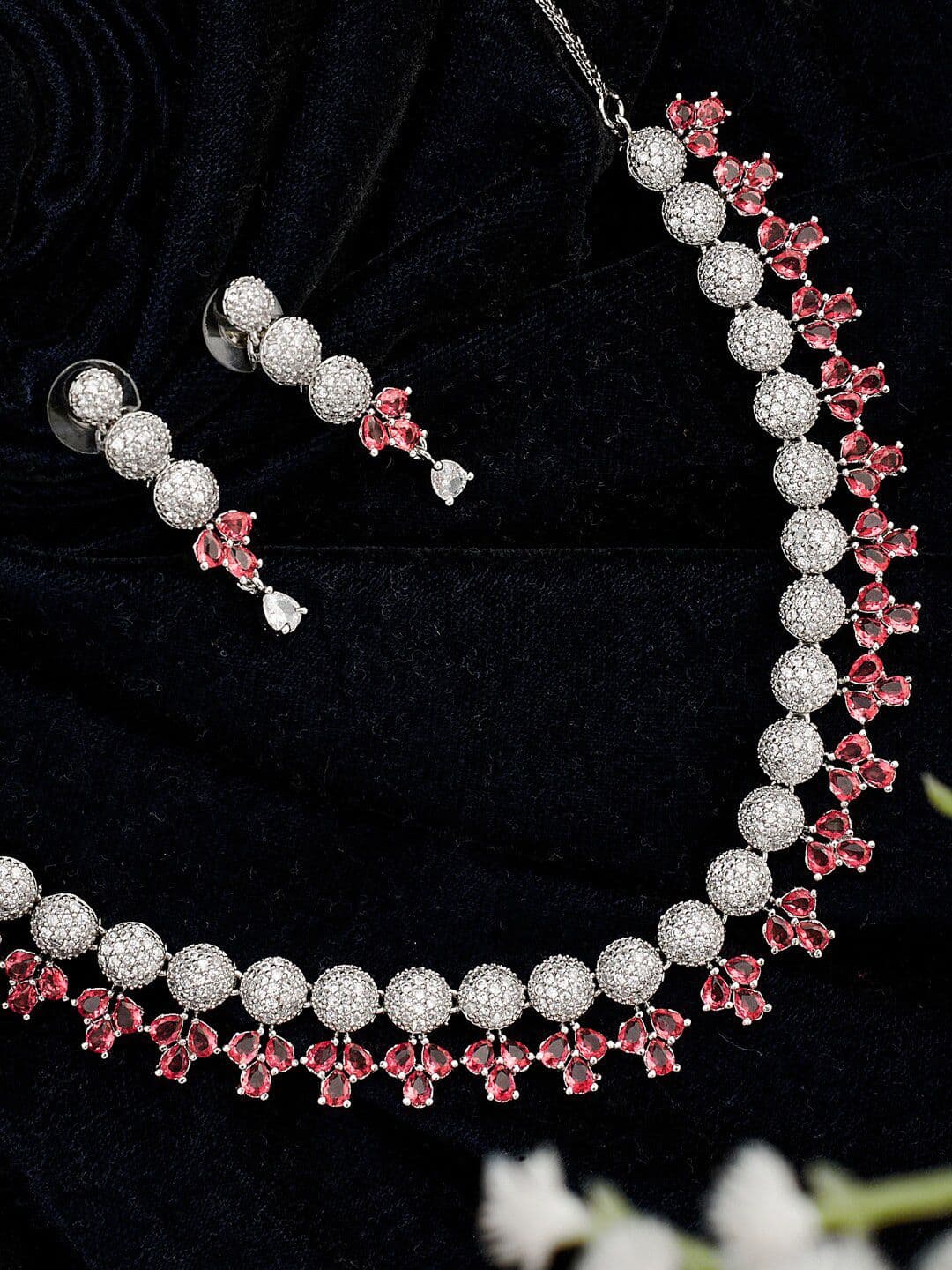 ATIBELLE Rhodium-Plated Cubic Zirconia Studded Jewellery Set