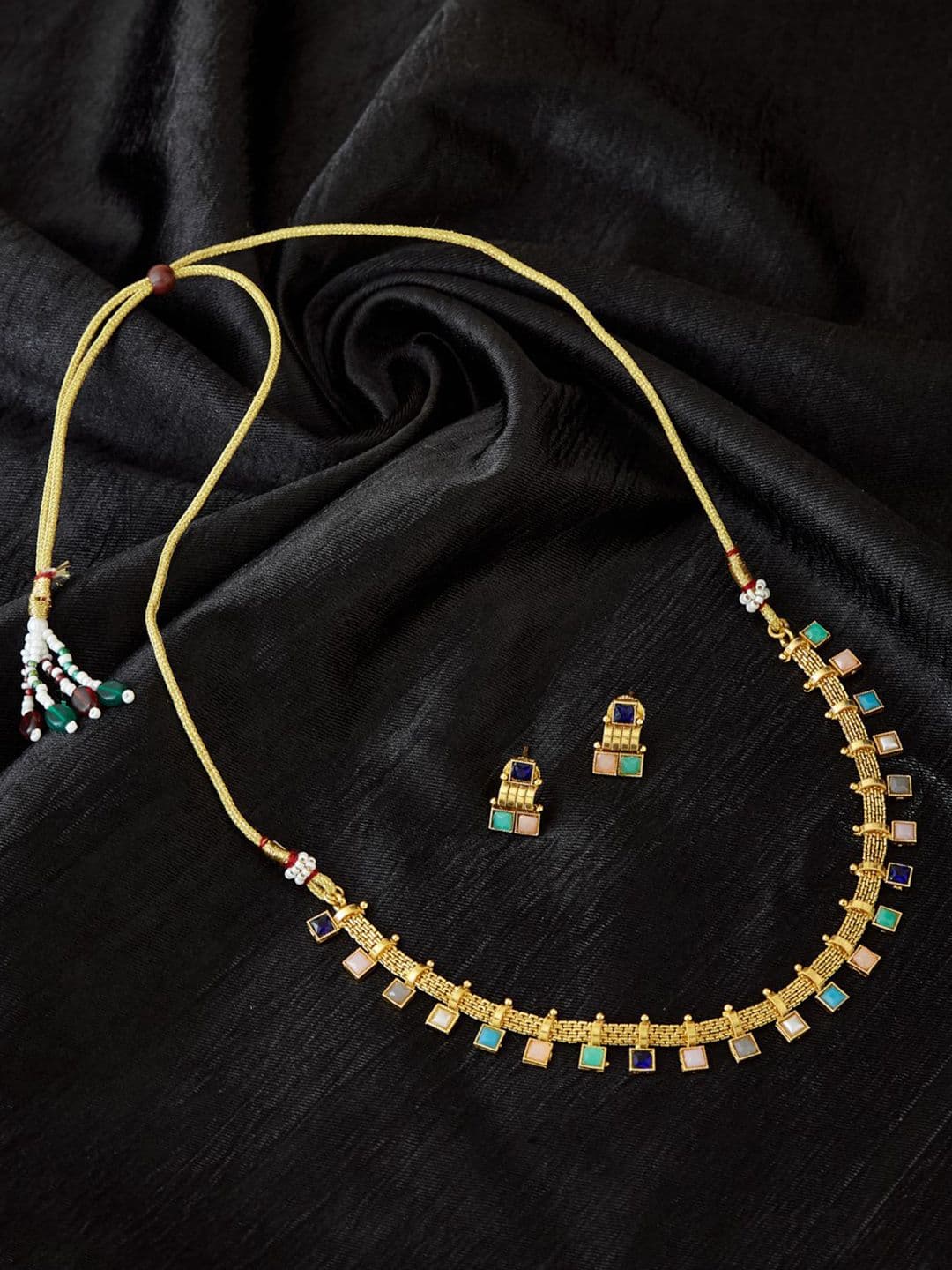ATIBELLE Gold-Plated Stone-Studded Jewellery Set