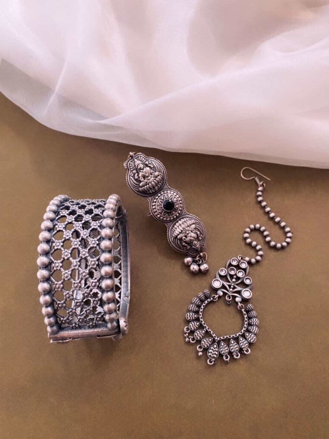 ATIBELLE Silver-Plated Stone-Studded Jewellery Set