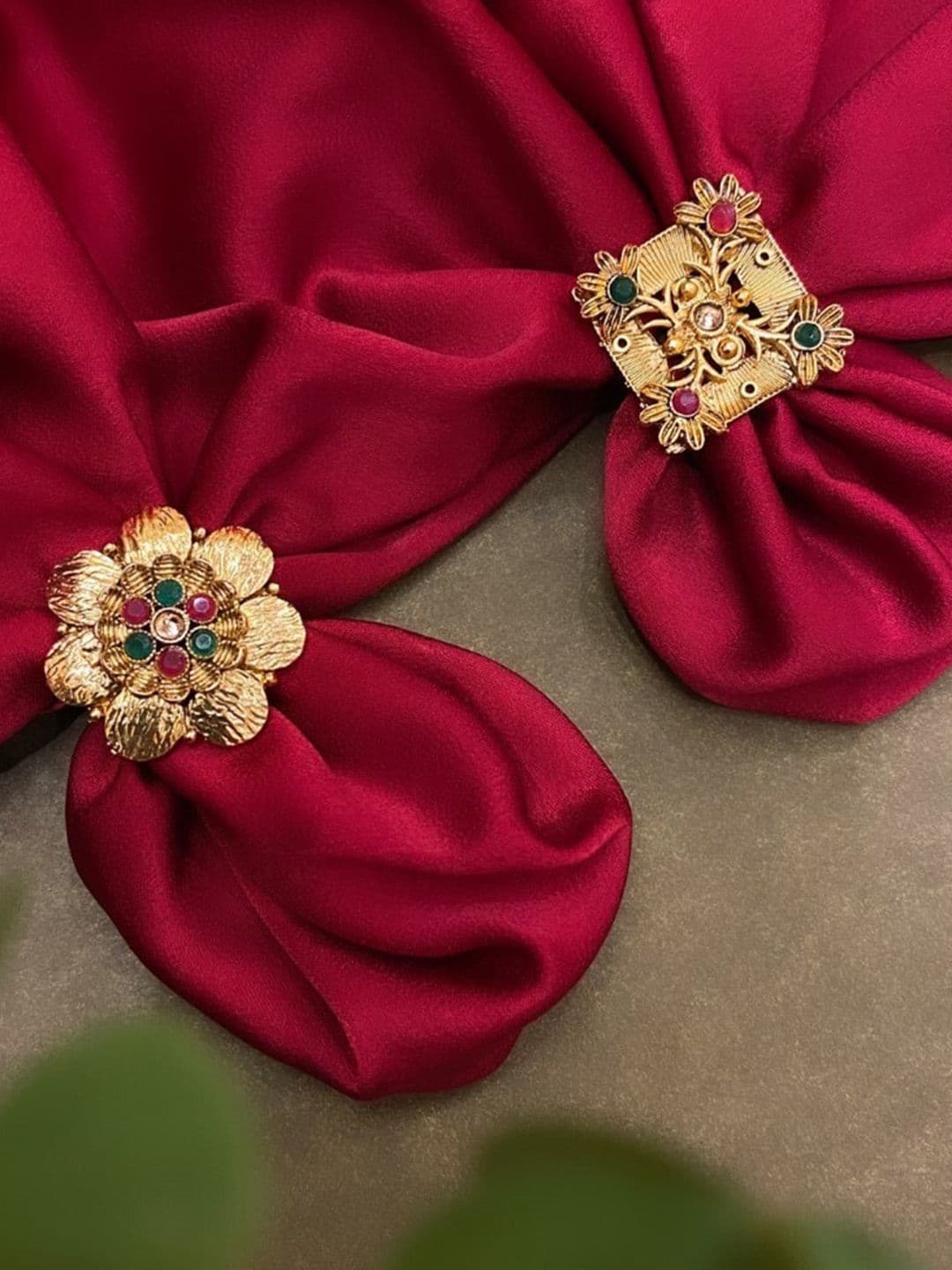 ATIBELLE Set Of 2 Gold-Plated Stone-Studded Adjustable Finger Ring - Image 1