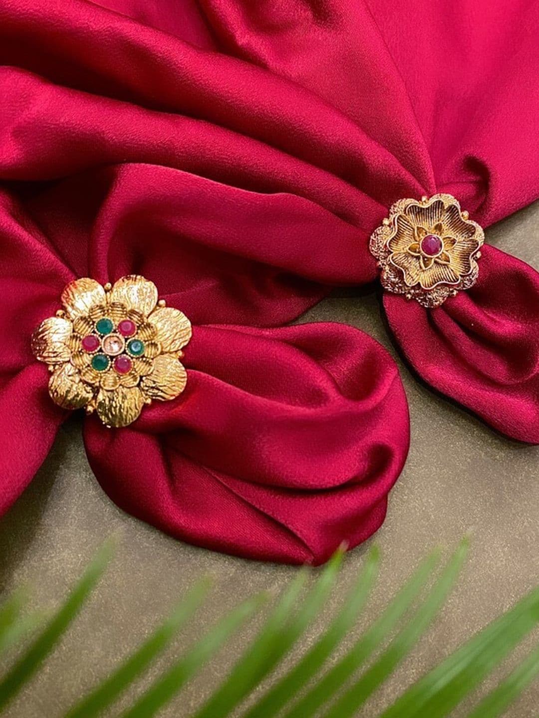ATIBELLE Set Of 2 Gold-plated & Stone-studded Adjustable Finger Rings - Image 1