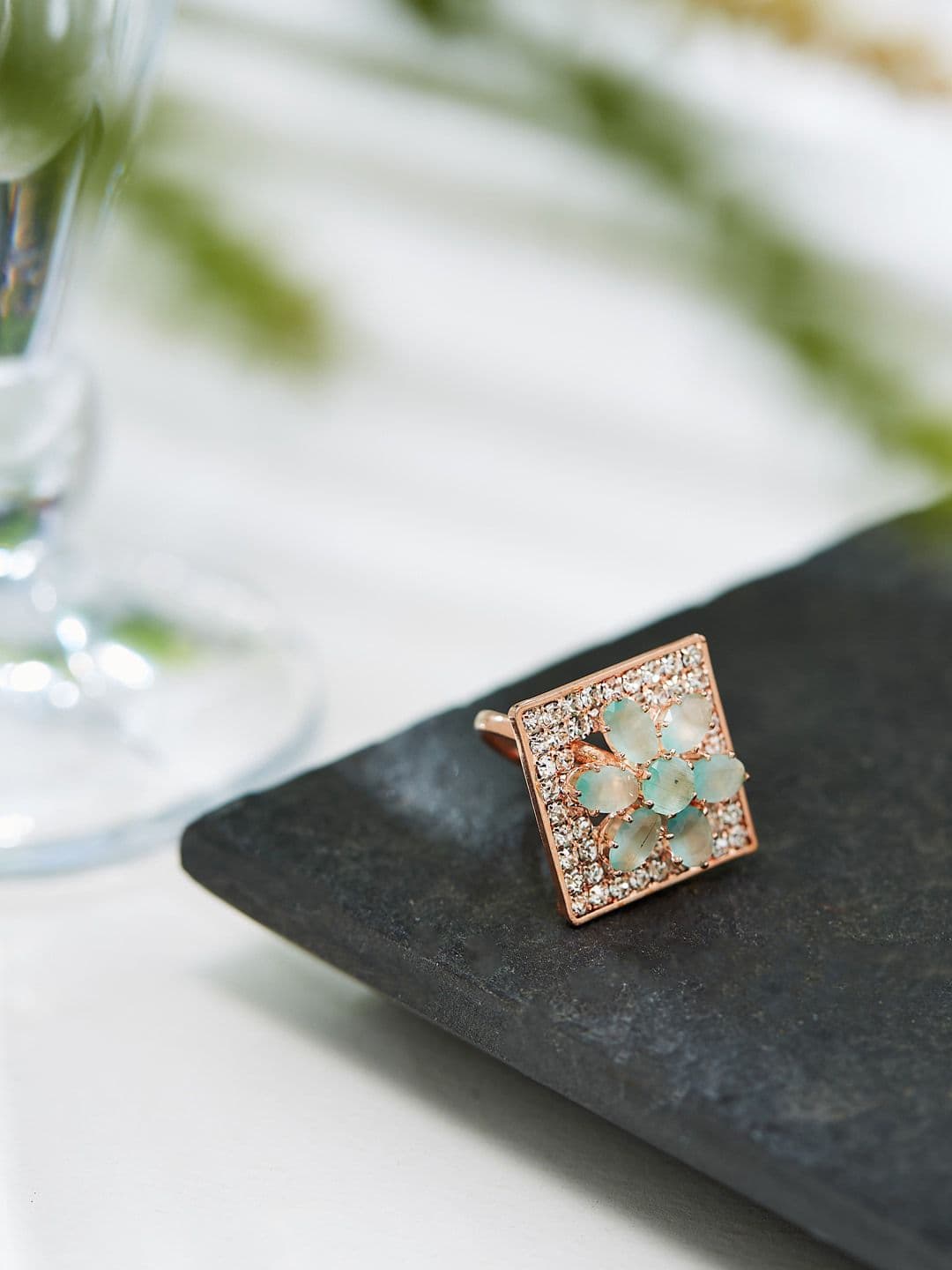 ATIBELLE Rose Gold Plated CZ-studded Finger Ring - Image 1