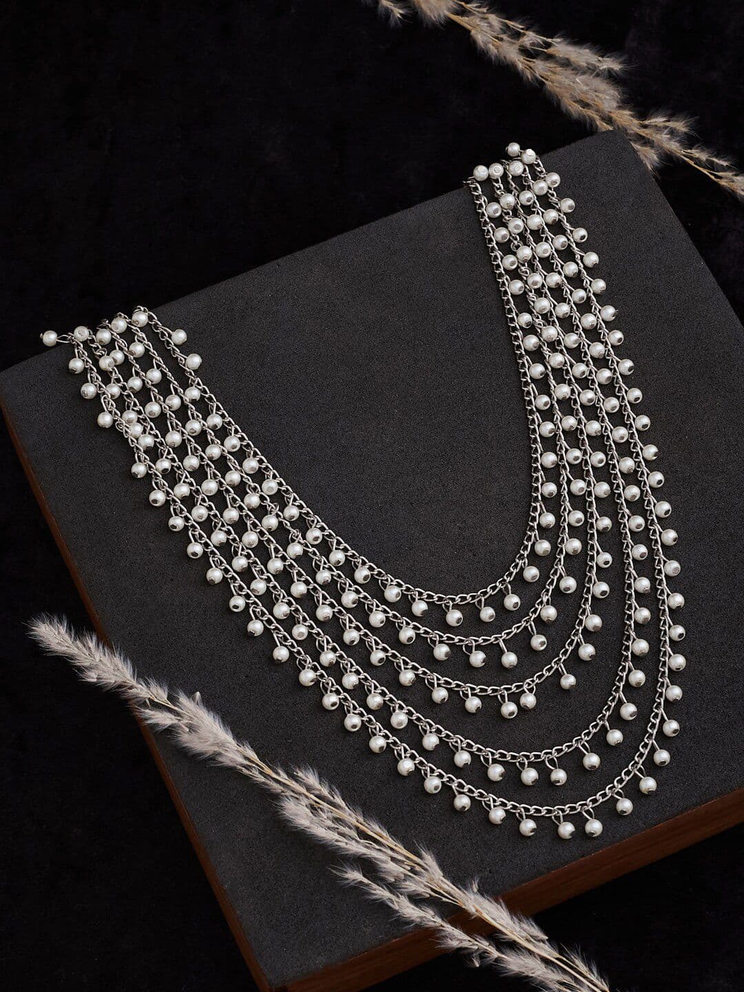 ATIBELLE Silver-Plated Beaded German Silver Layered Necklace - Image 1