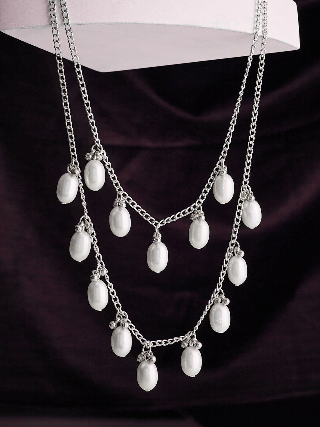 ATIBELLE Silver-Plated Beaded German Silver Layered Necklace - Image 1