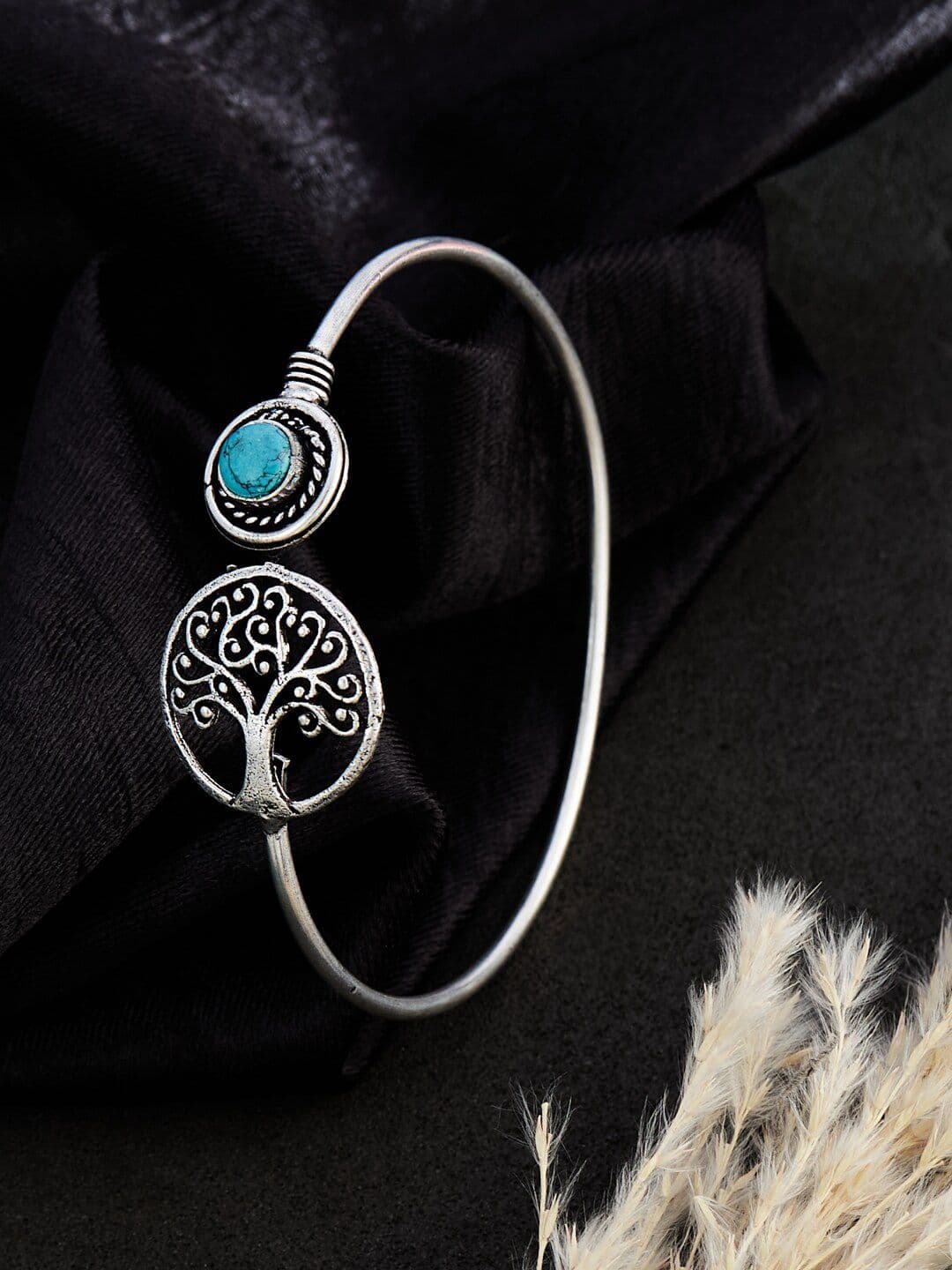 ATIBELLE German Silver Stone-Studded Bangle - Image 1