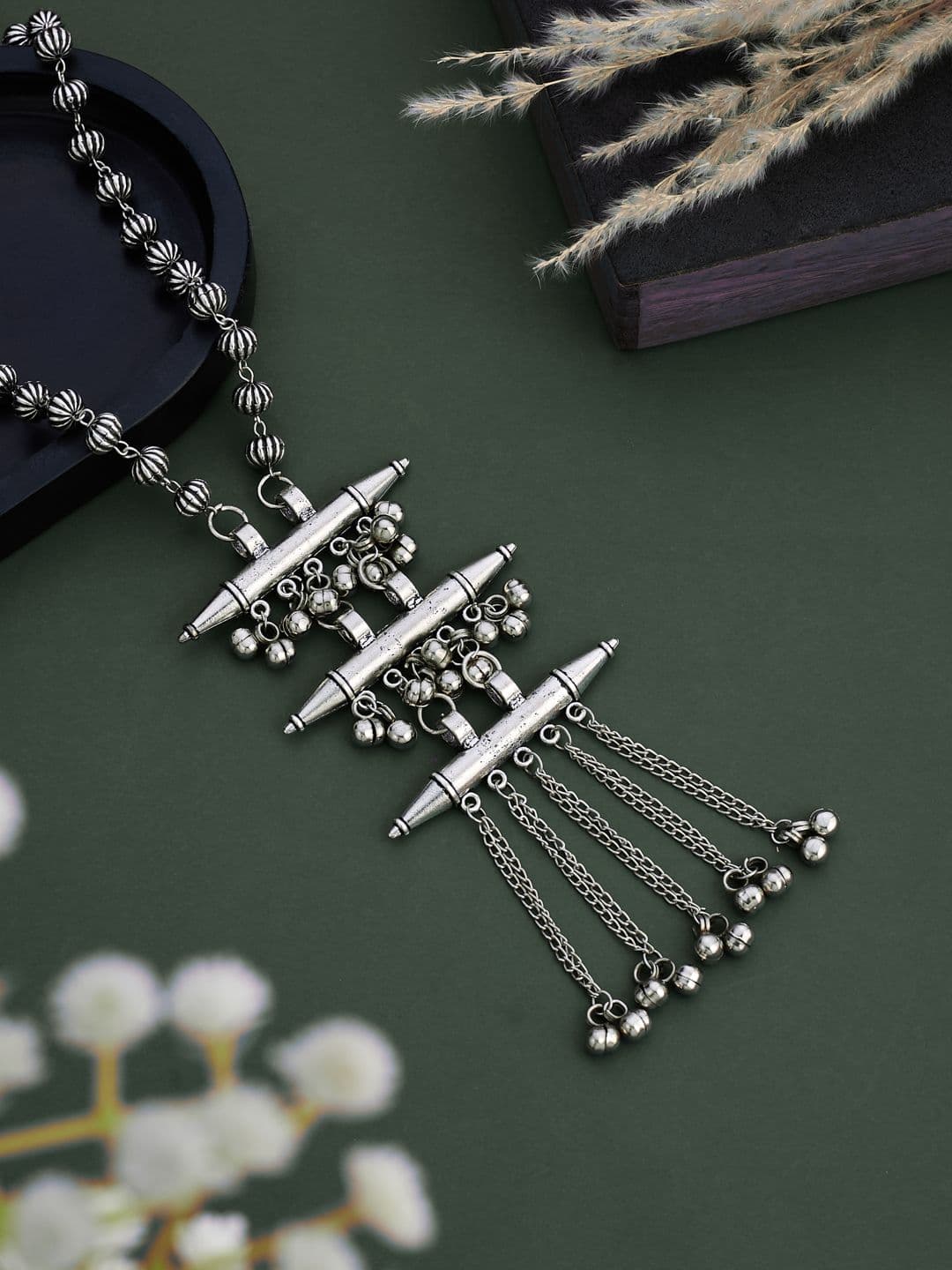 ATIBELLE Silver-Plated German Silver Beaded Necklace - Image 1