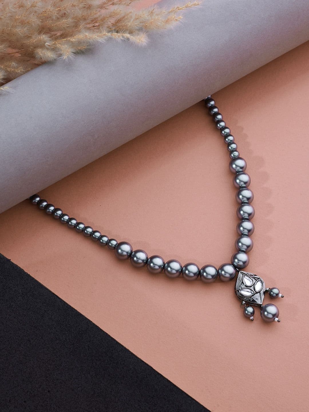 ATIBELLE Silver-Plated Brass Beaded Necklace - Image 1