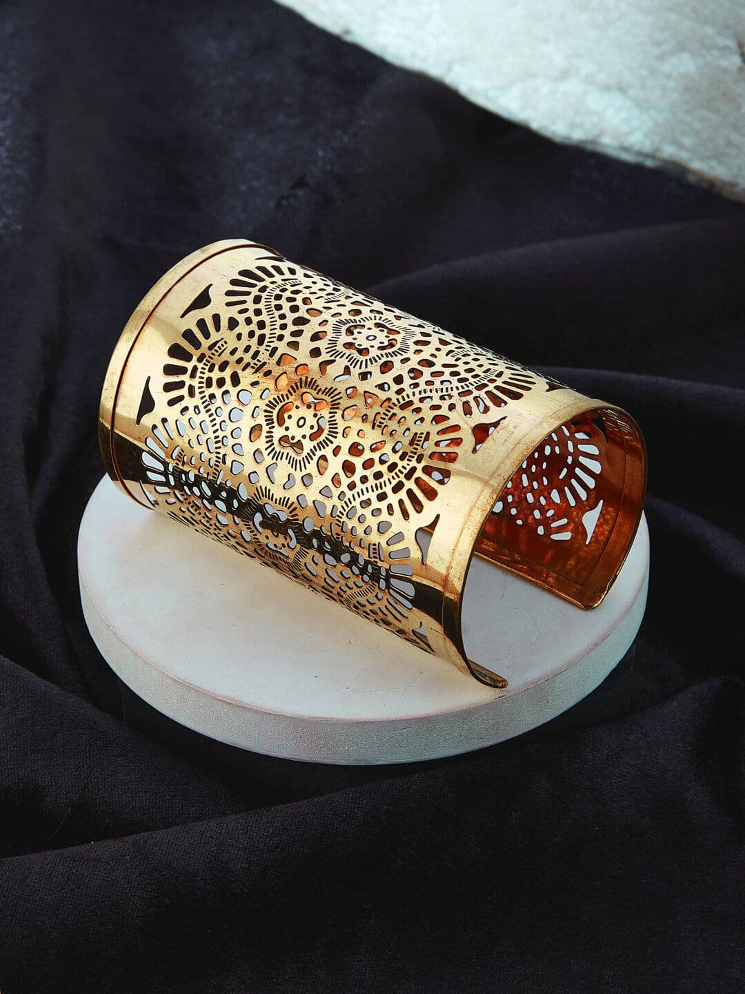 ATIBELLE Gold Plated Floral Textured Contemporary Bangle - Image 1