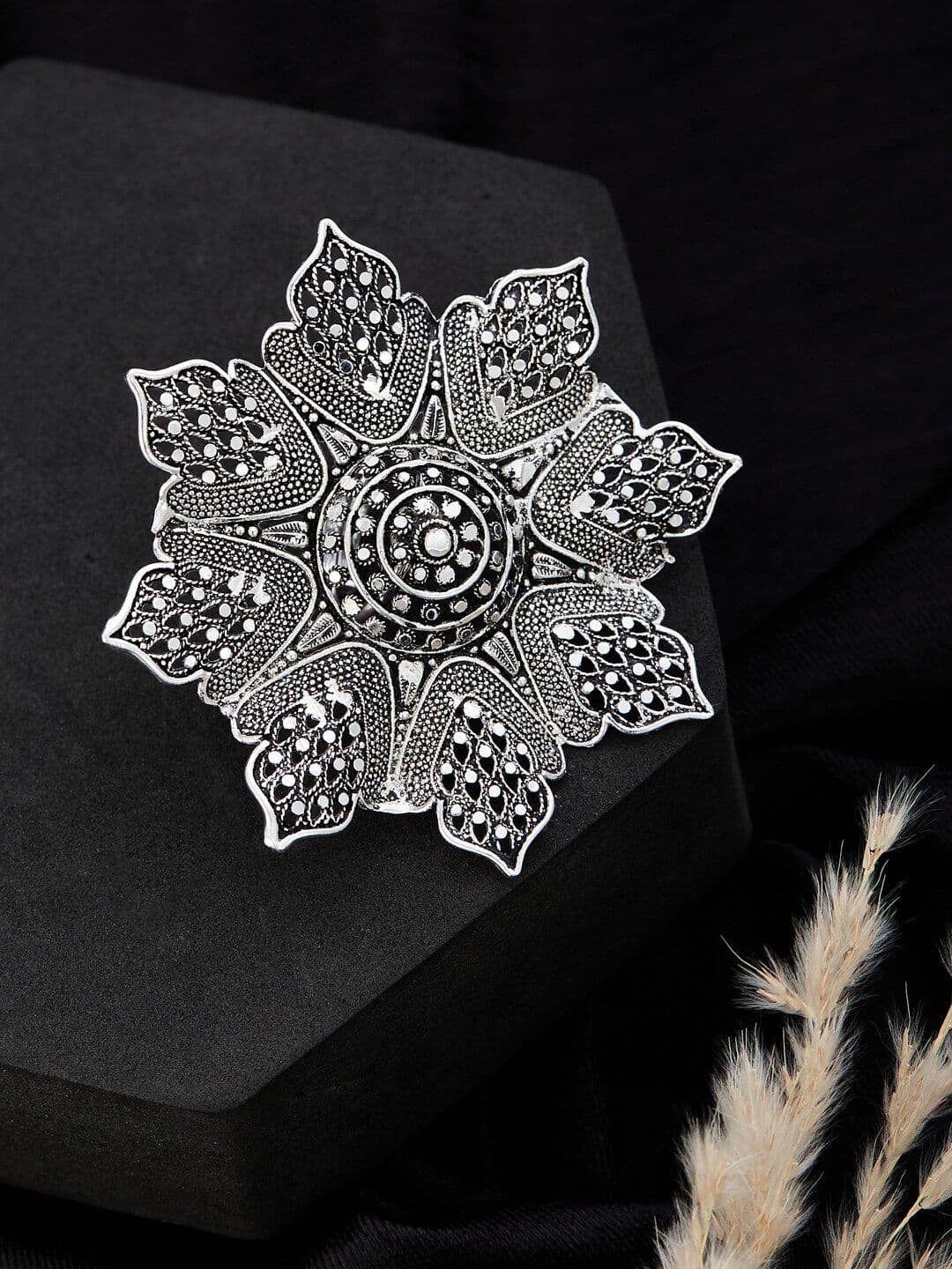 ATIBELLE Silver Plated Adjustable Finger Ring - Image 1