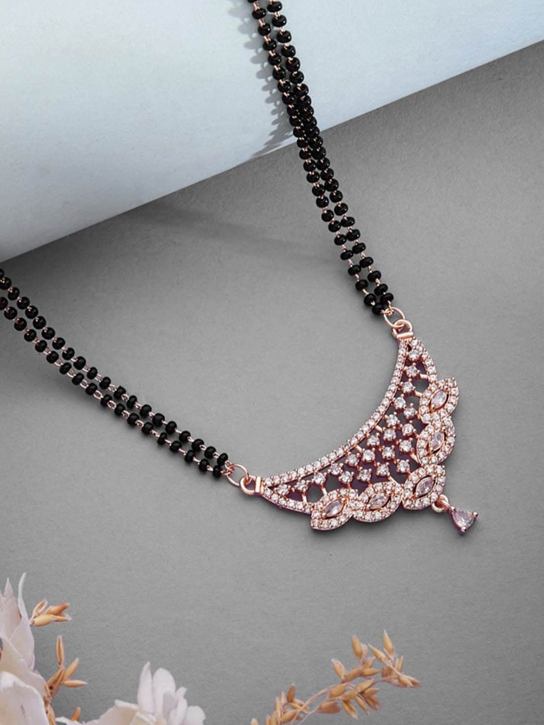 ATIBELLE Rose Gold Plated Artificial Stones and Beads Mangalsutra - Image 1