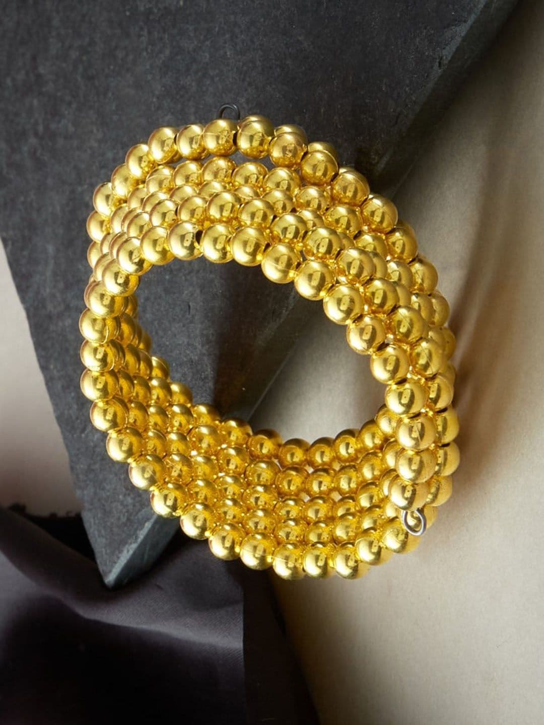 ATIBELLE Gold-Plated Beaded Adjustable Bangle - Image 1