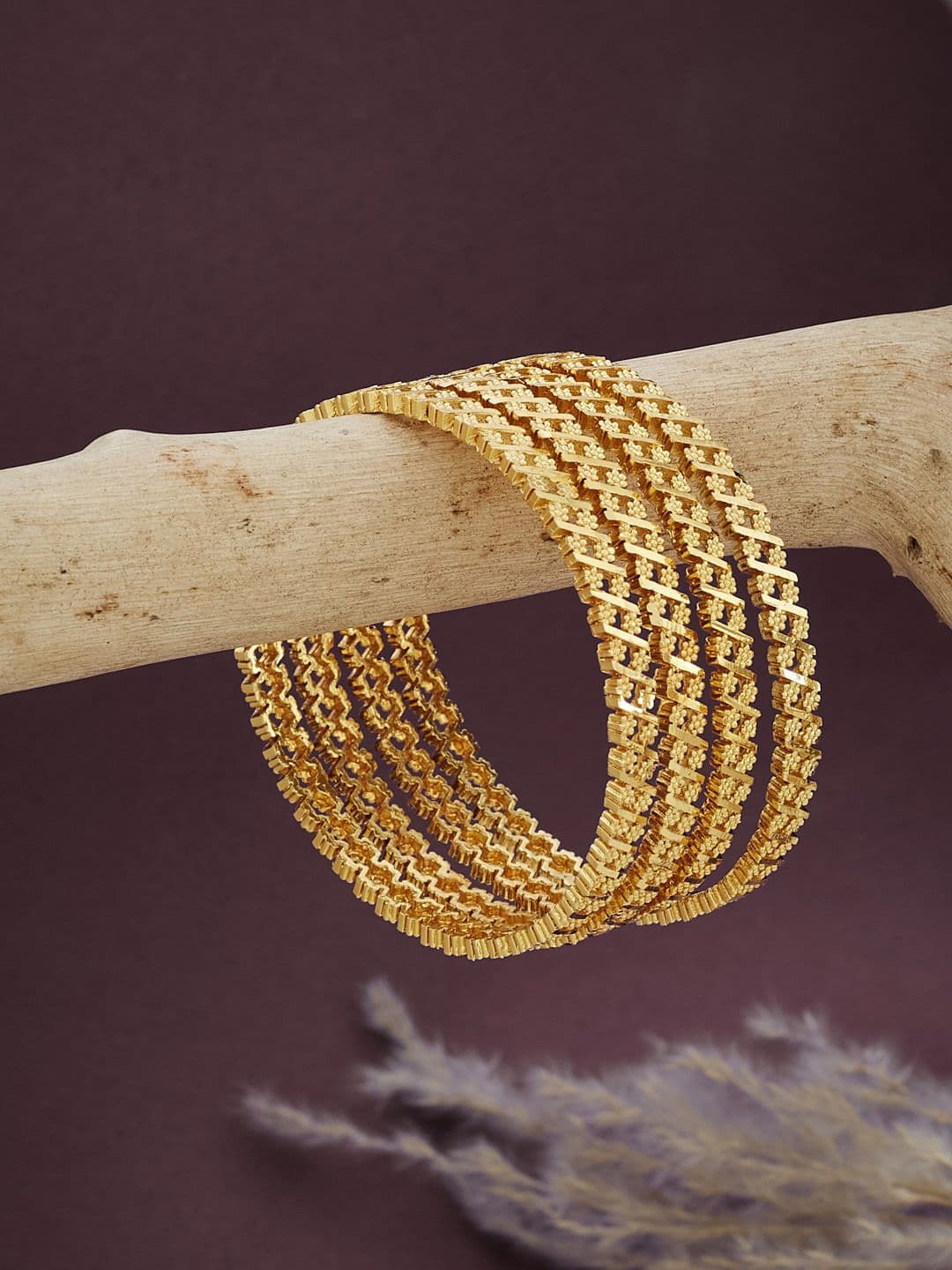 ATIBELLE Set Of 4 Gold-Plated Bangles - Image 1